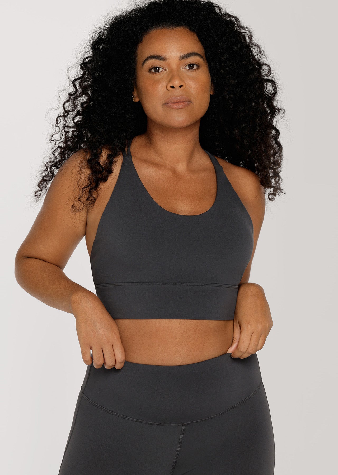 Lorna Jane Lotus Longline Sports Bra - Titanium