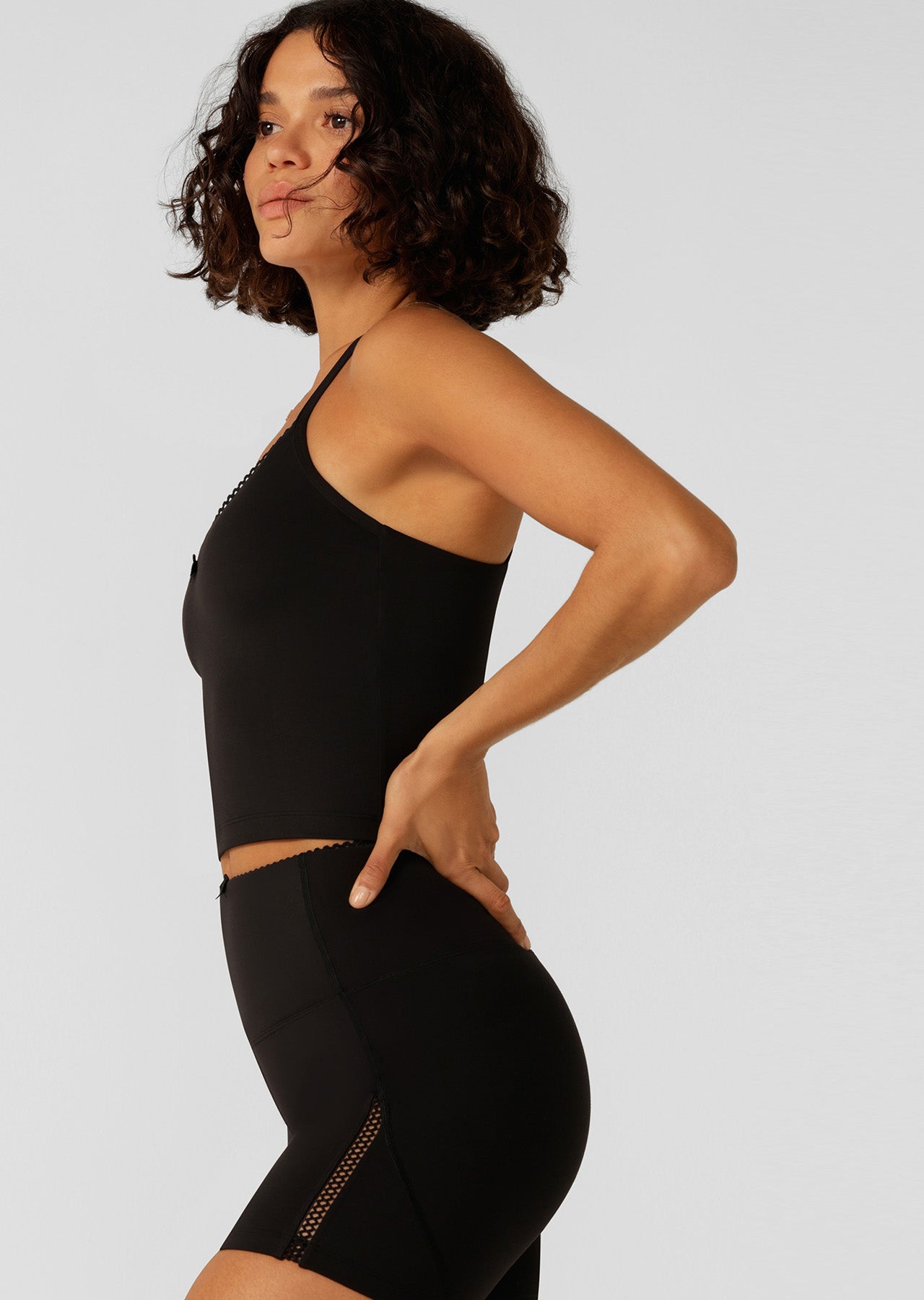 Lorna Jane Sweet Thing Cropped Bra Tank Combo - Black