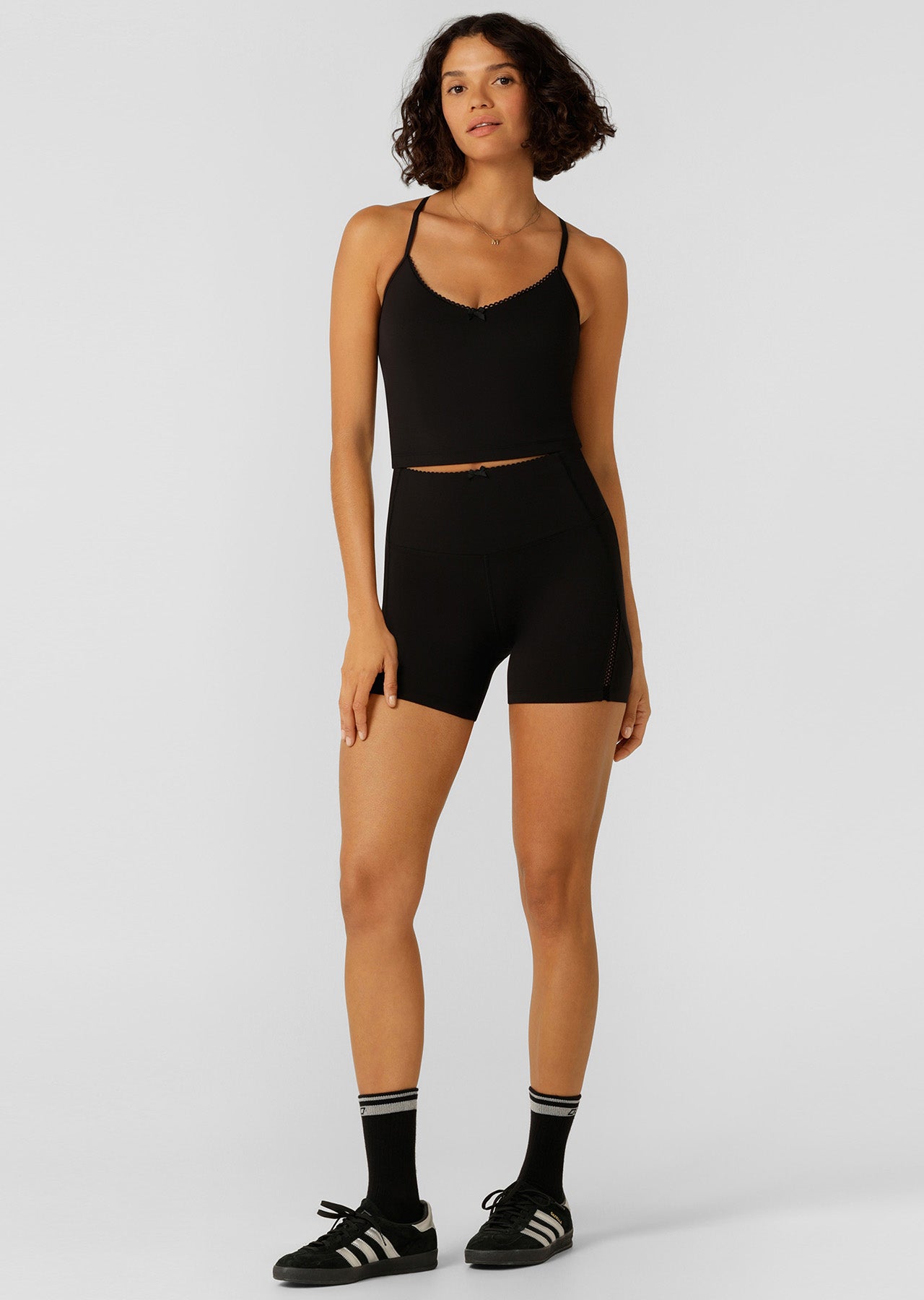 Lorna Jane Sweet Thing Cropped Bra Tank Combo - Black