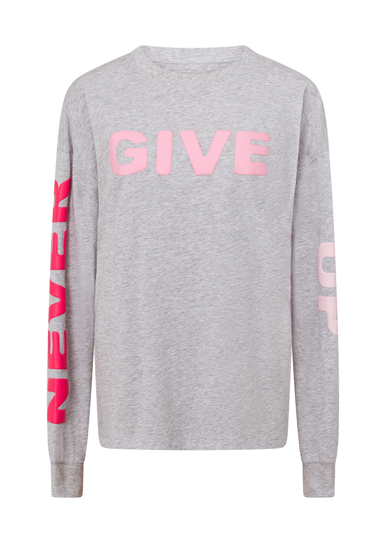 Lorna Jane Never Give Up Long Sleeve Relaxed Tee - Light Grey Marl