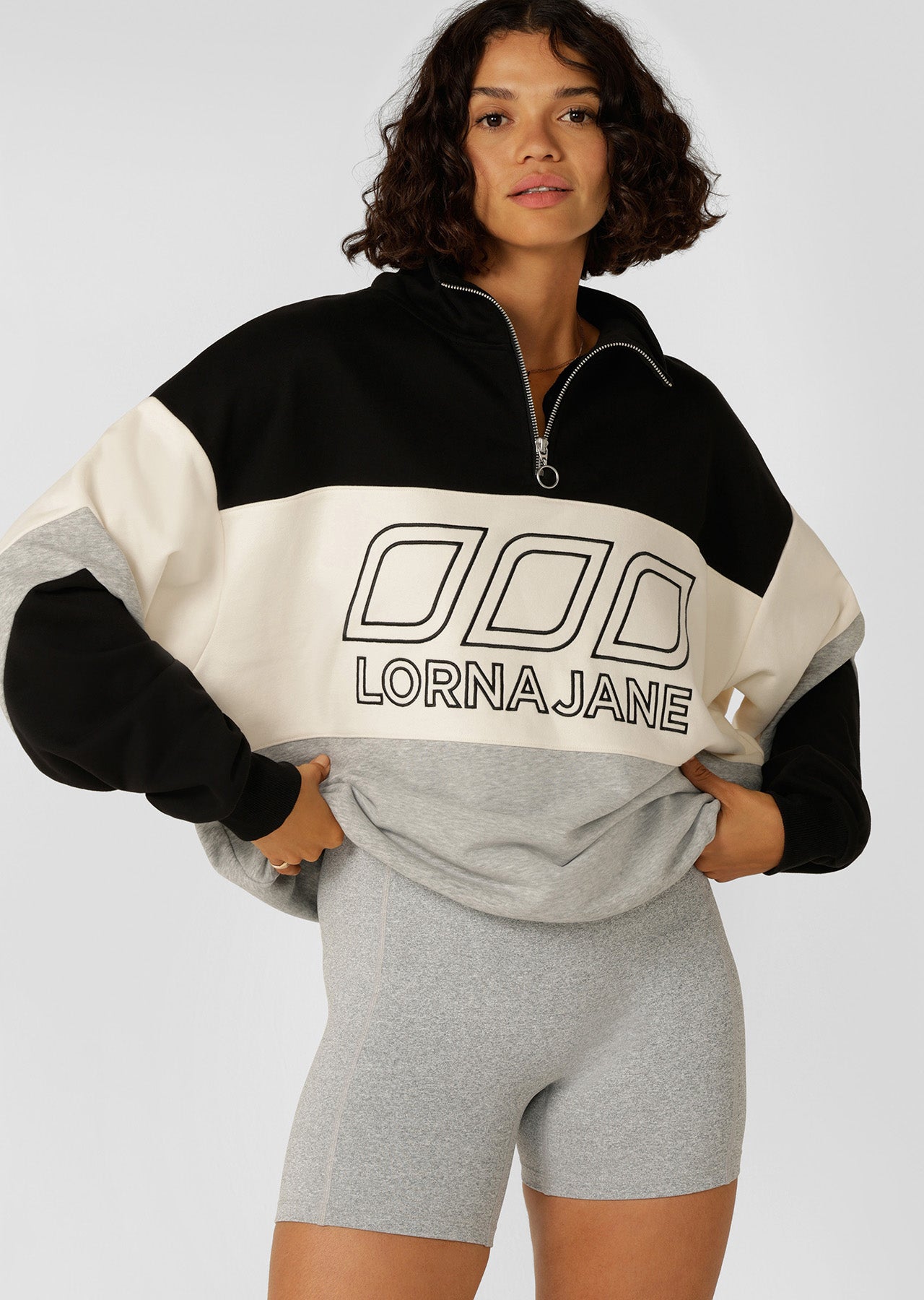 Lorna Jane Iconic Quarter Zip Sweat - Black Multi