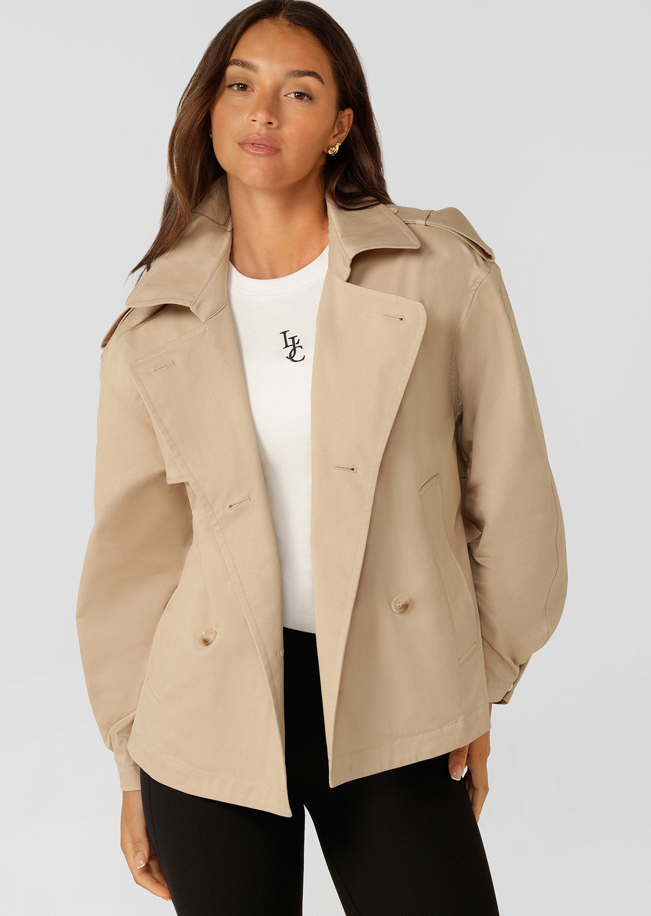 Lorna Jane Cropped Sports Trench - Tan