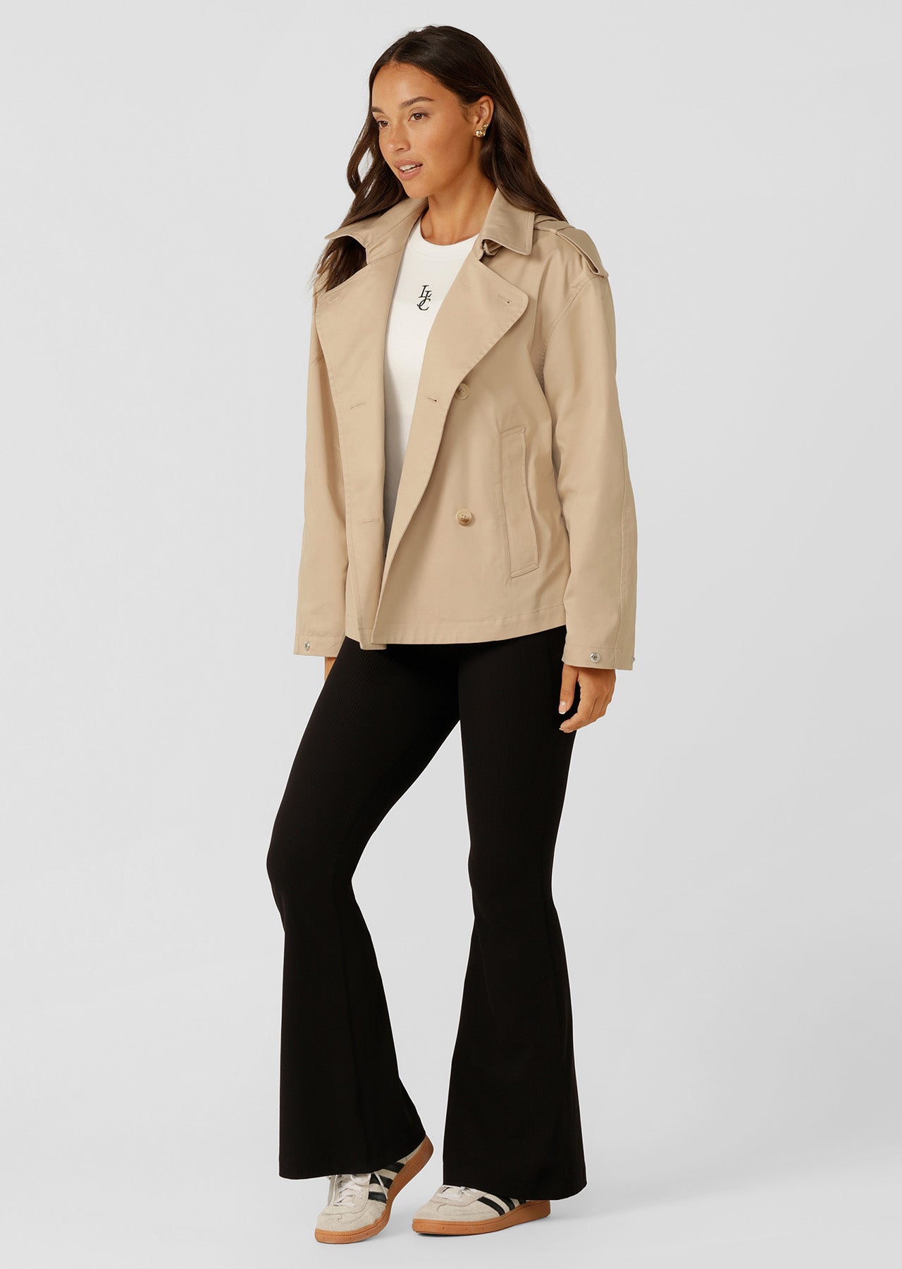 Lorna Jane Cropped Sports Trench - Tan
