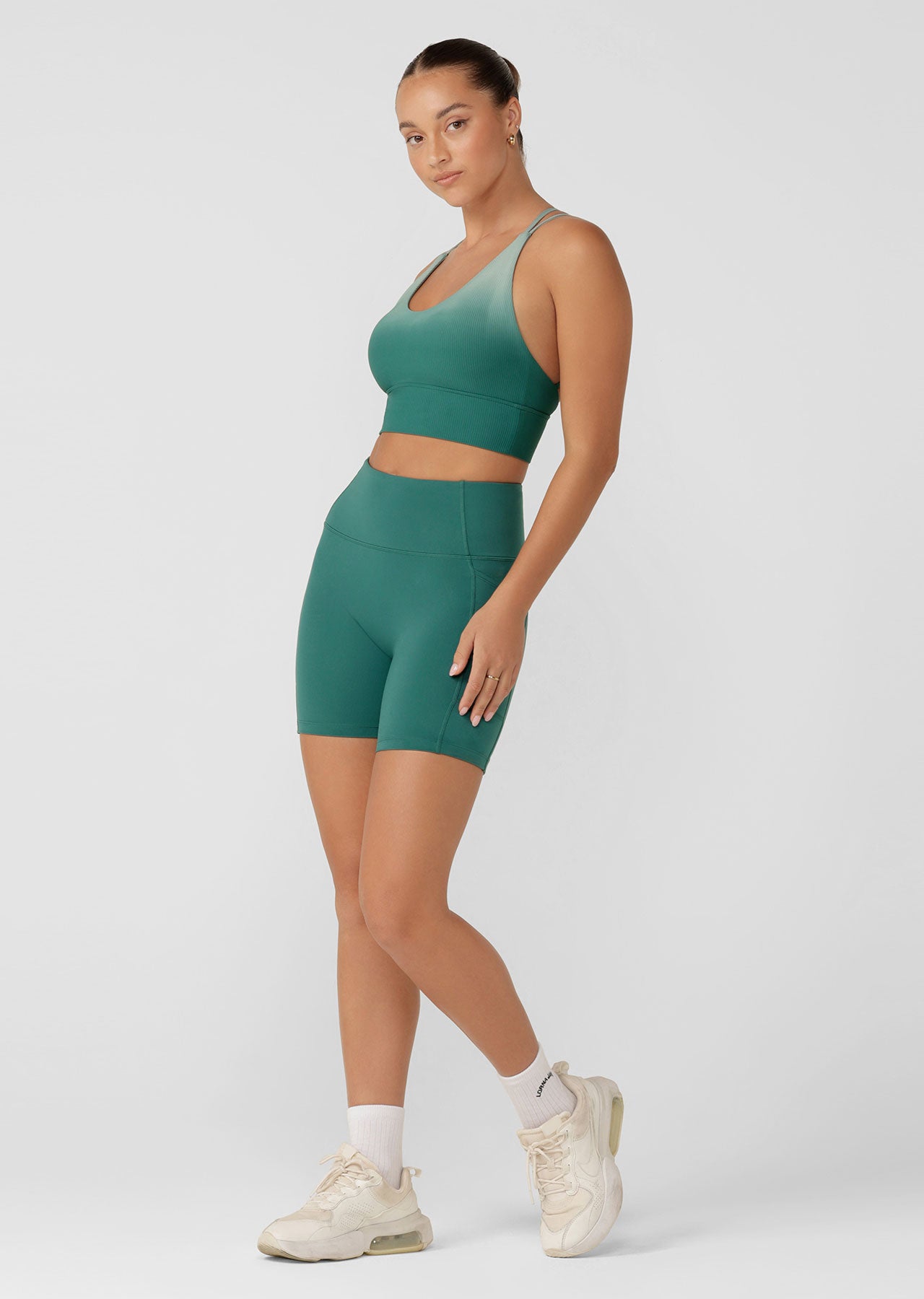 Lorna Jane No Ride Booty Phone Pocket Bike Shorts - Moss Green