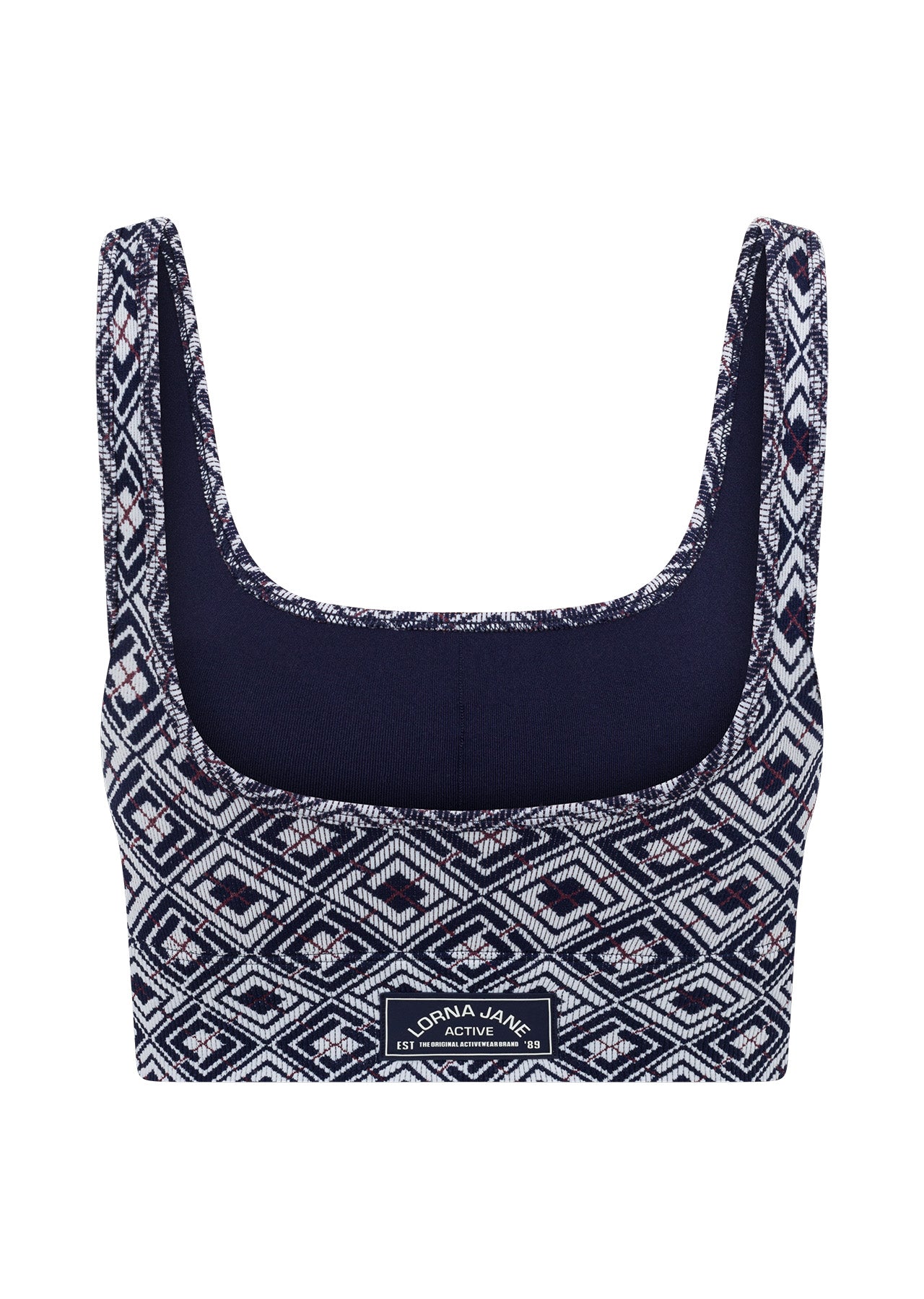 Lorna Jane Rally Seamless Longline Sports Bra - Retro LJ Check Jacquard