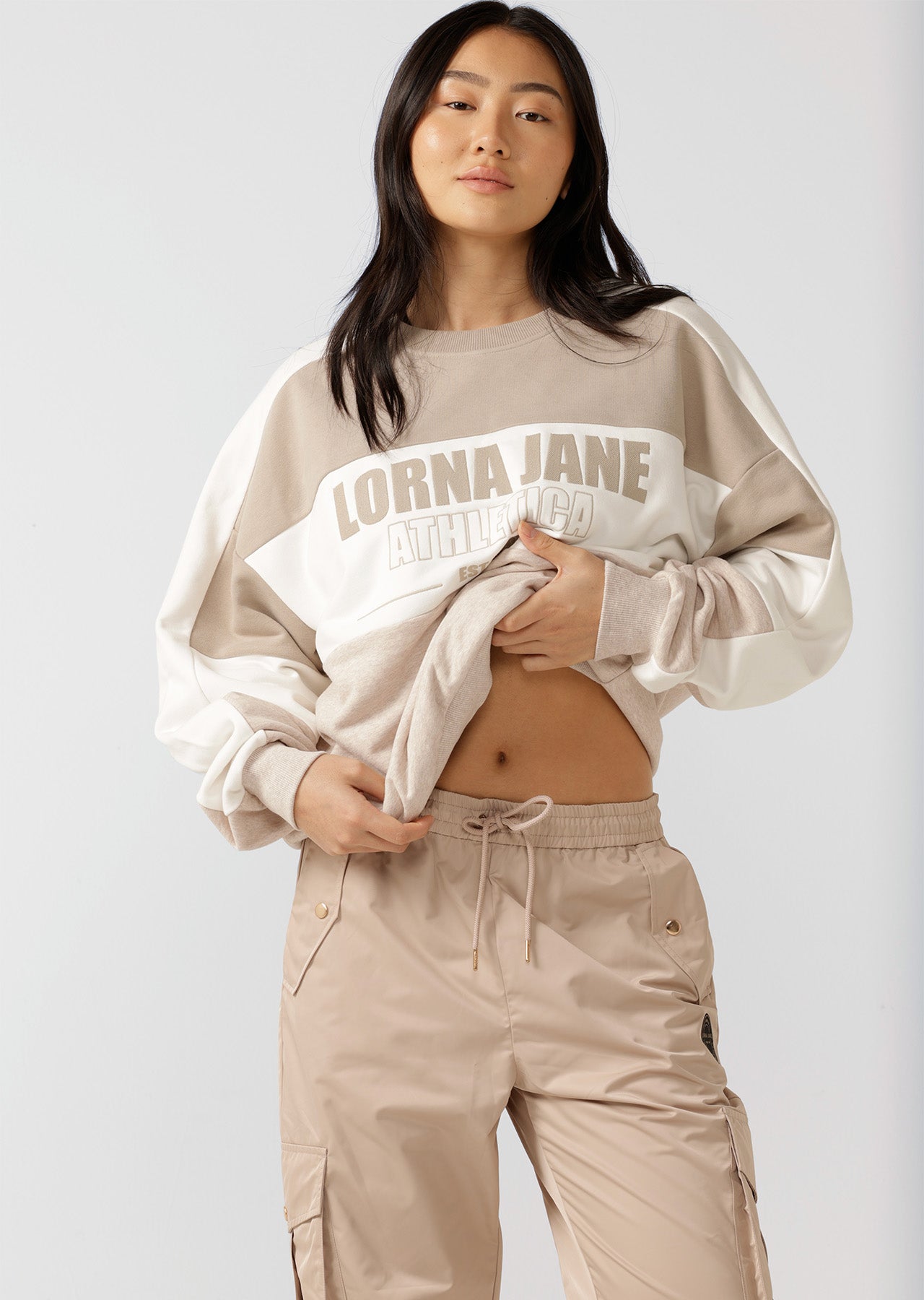 Lorna Jane Tiebreaker Oversized Sweat - Oat Marl