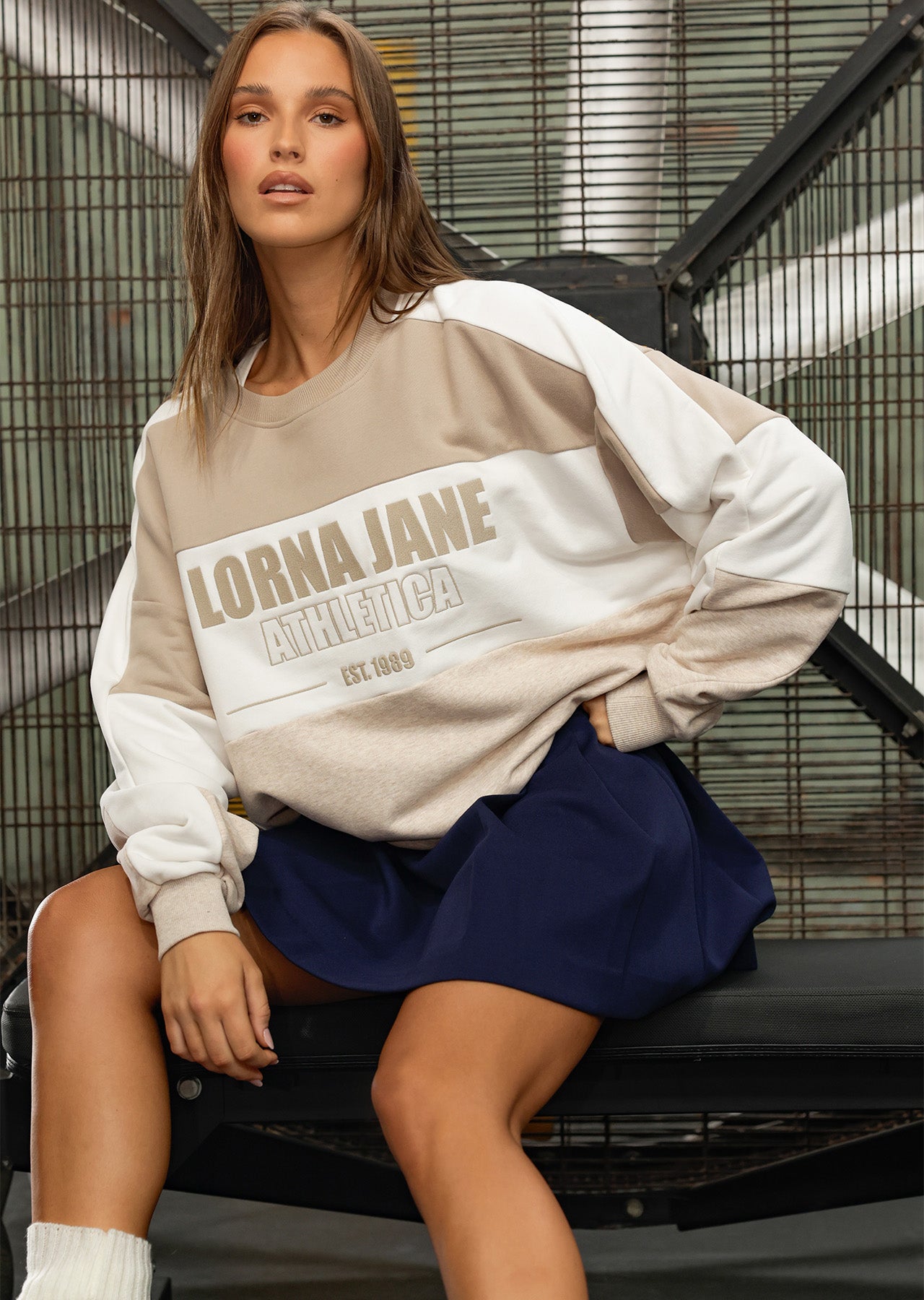 Lorna Jane Tiebreaker Oversized Sweat - Oat Marl