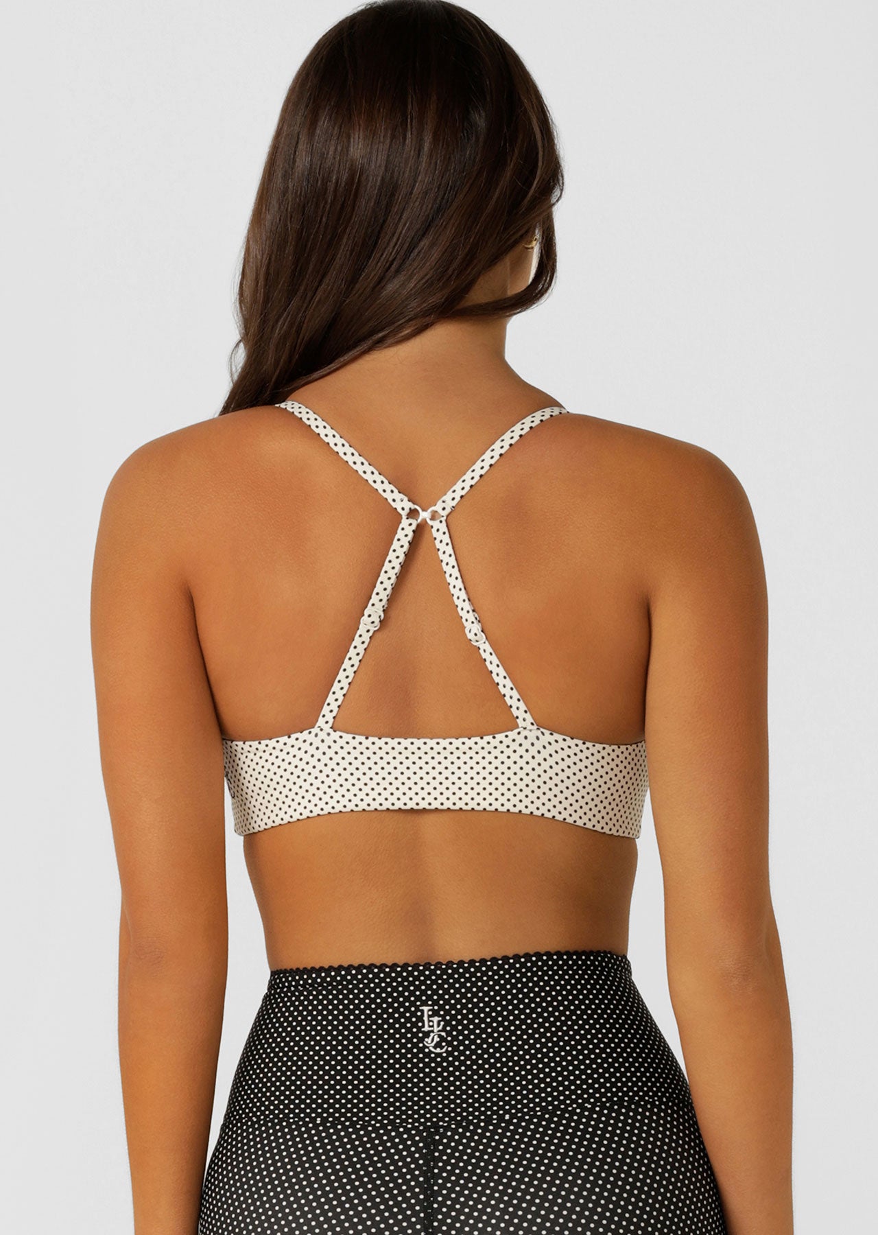 Lorna Jane Sweet Thing Polka Dot Sports Bra - Mini Dot Cream Print