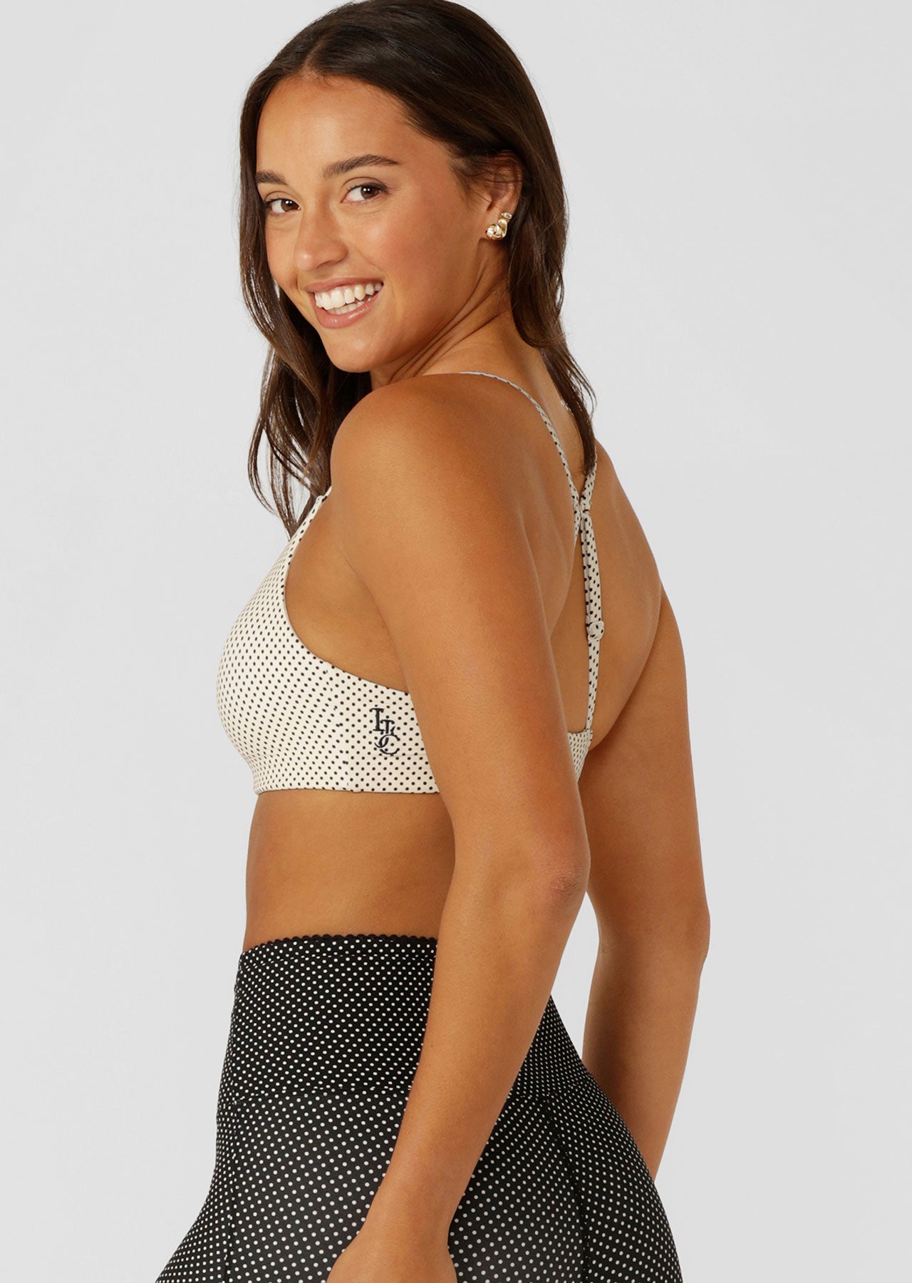 Lorna Jane Sweet Thing Polka Dot Sports Bra - Mini Dot Cream Print