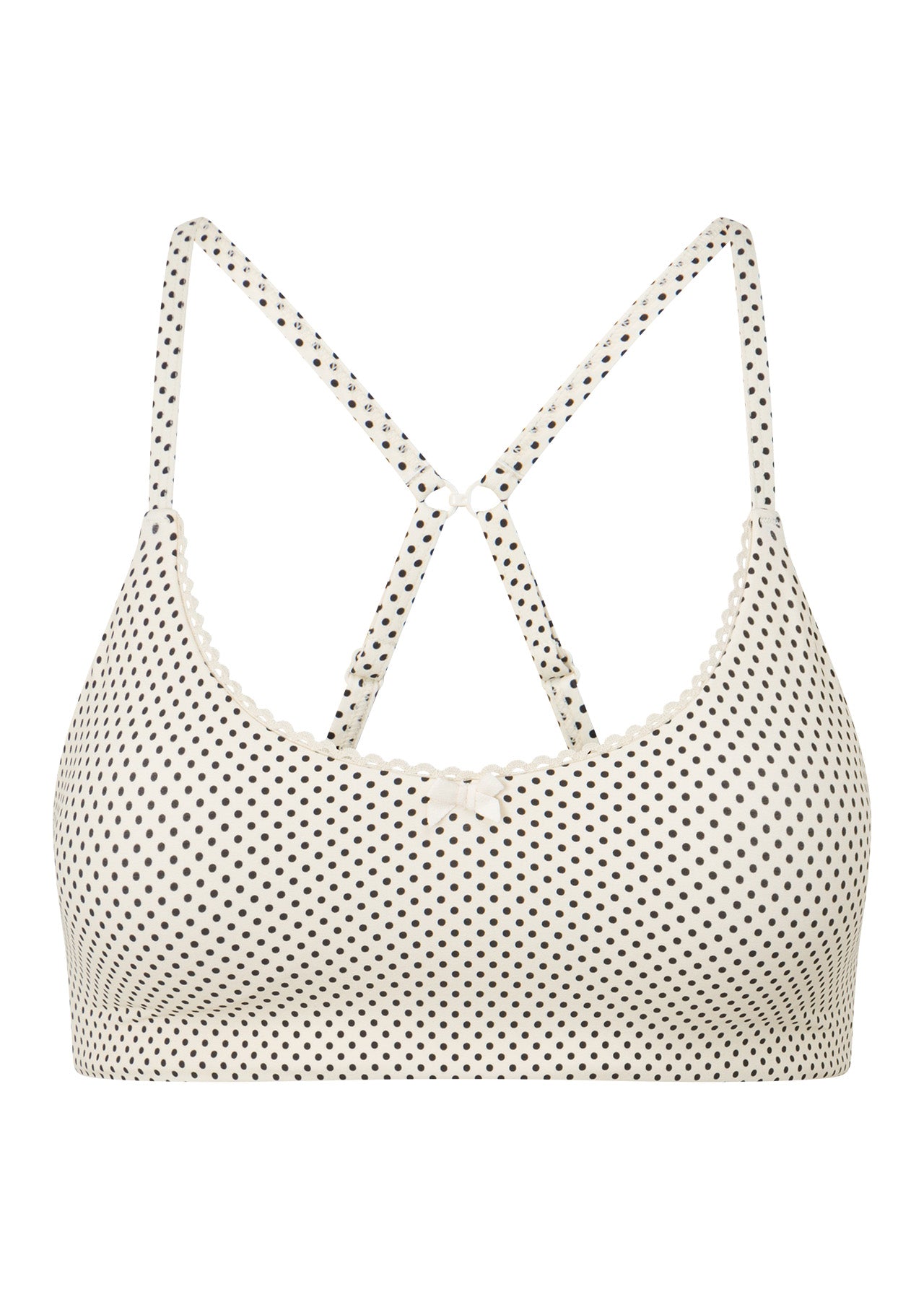 Lorna Jane Sweet Thing Polka Dot Sports Bra - Mini Dot Cream Print