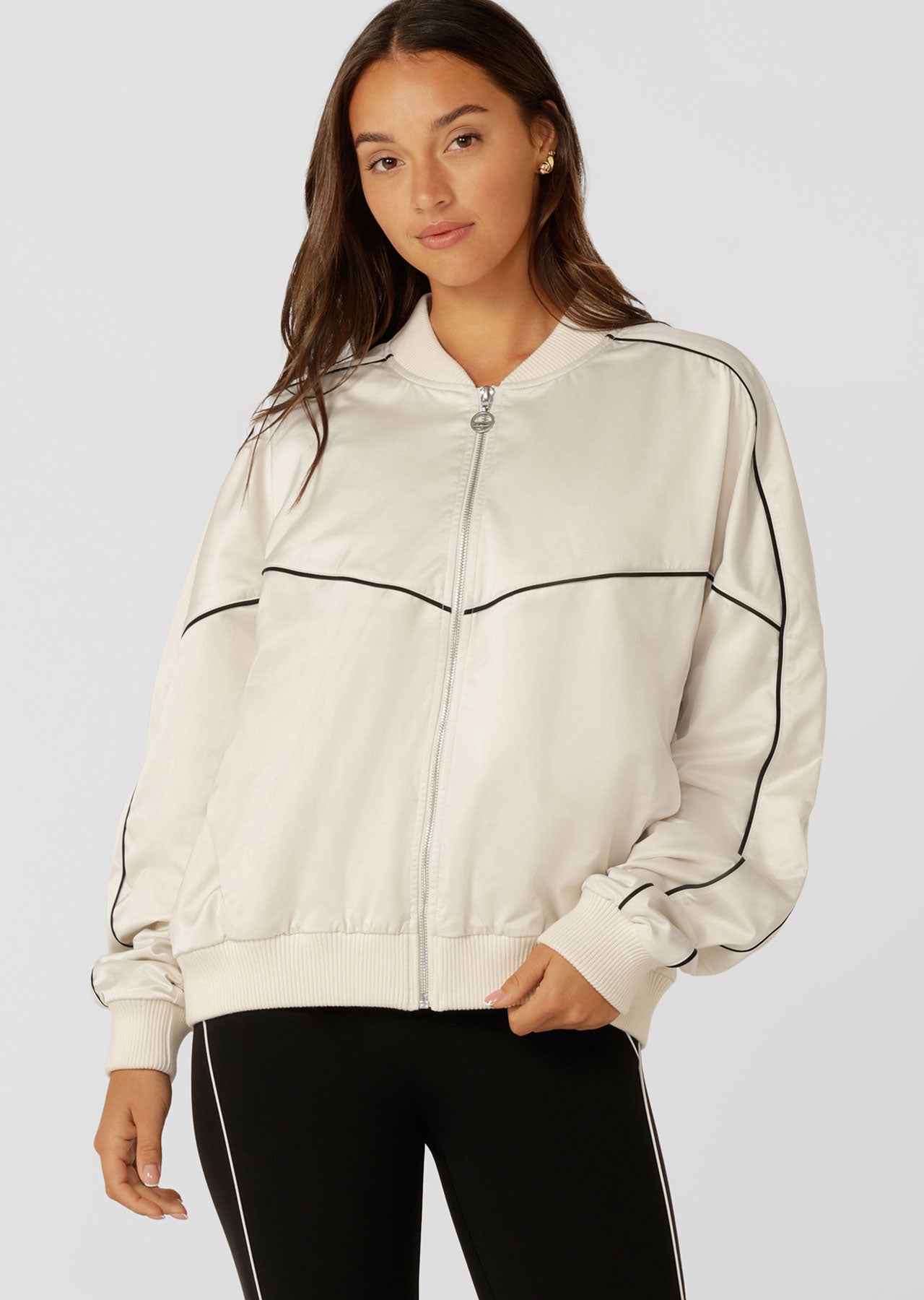 Lorna Jane Pipe Dream Satin Bomber - Cream