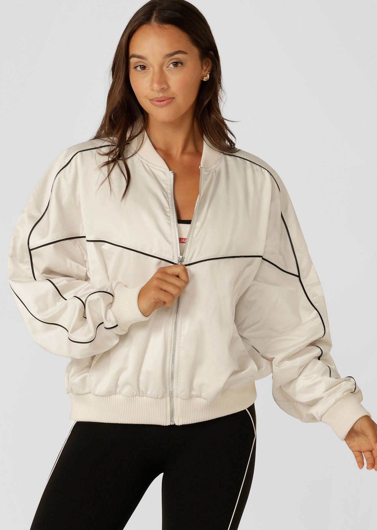 Lorna Jane Pipe Dream Satin Bomber - Cream