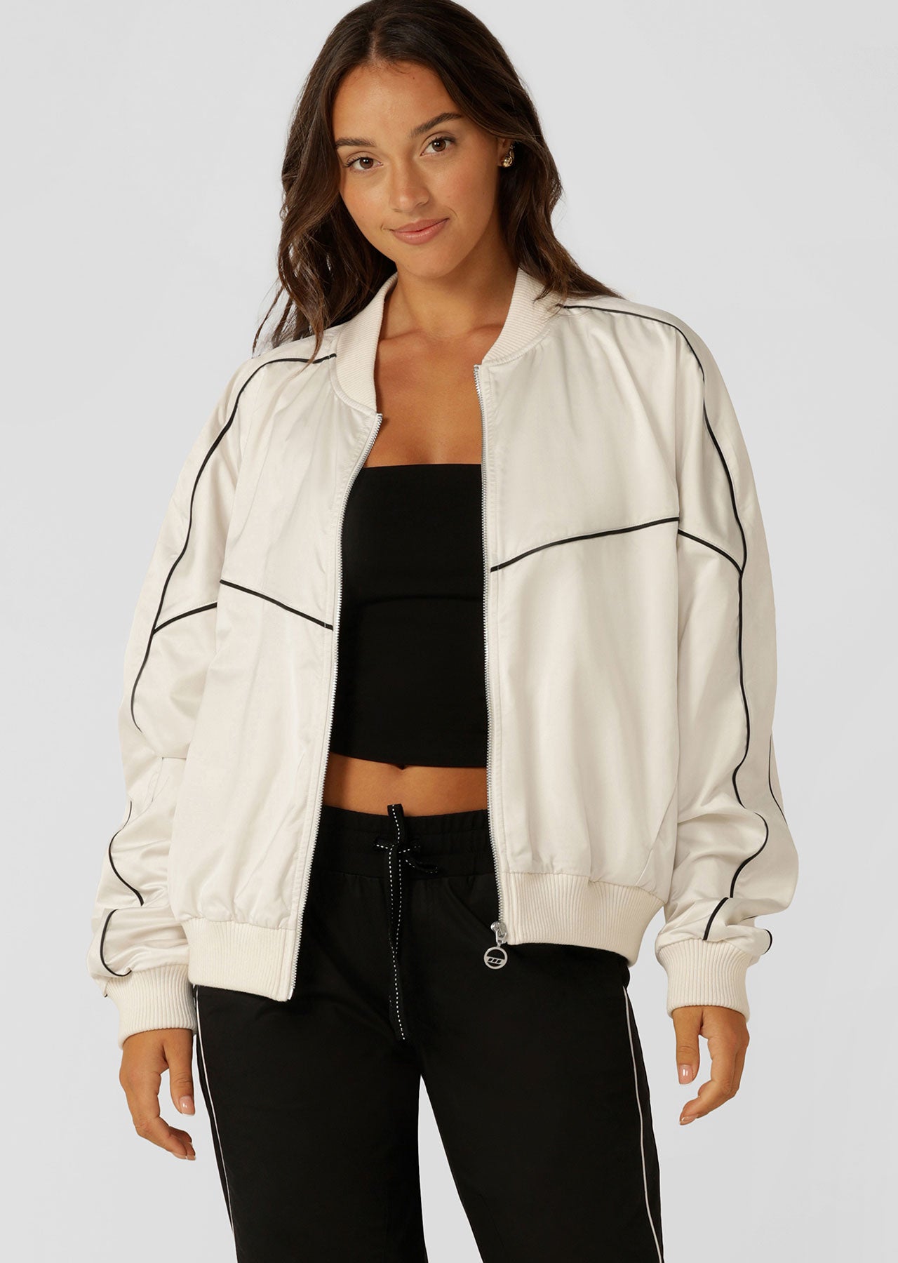 Lorna Jane Pipe Dream Satin Bomber - Cream