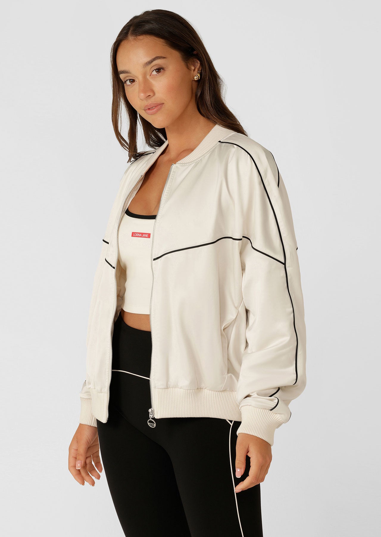 Lorna Jane Pipe Dream Satin Bomber - Cream