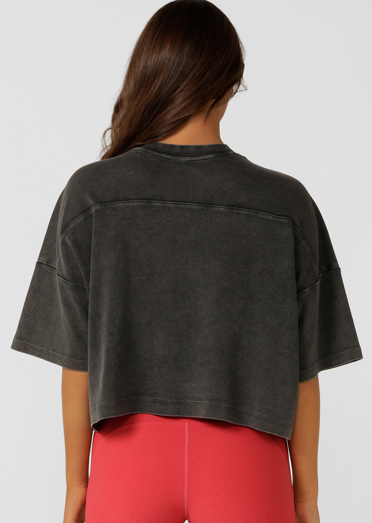 Lorna Jane College Nostalgia Cropped T-Shirt - Washed Black