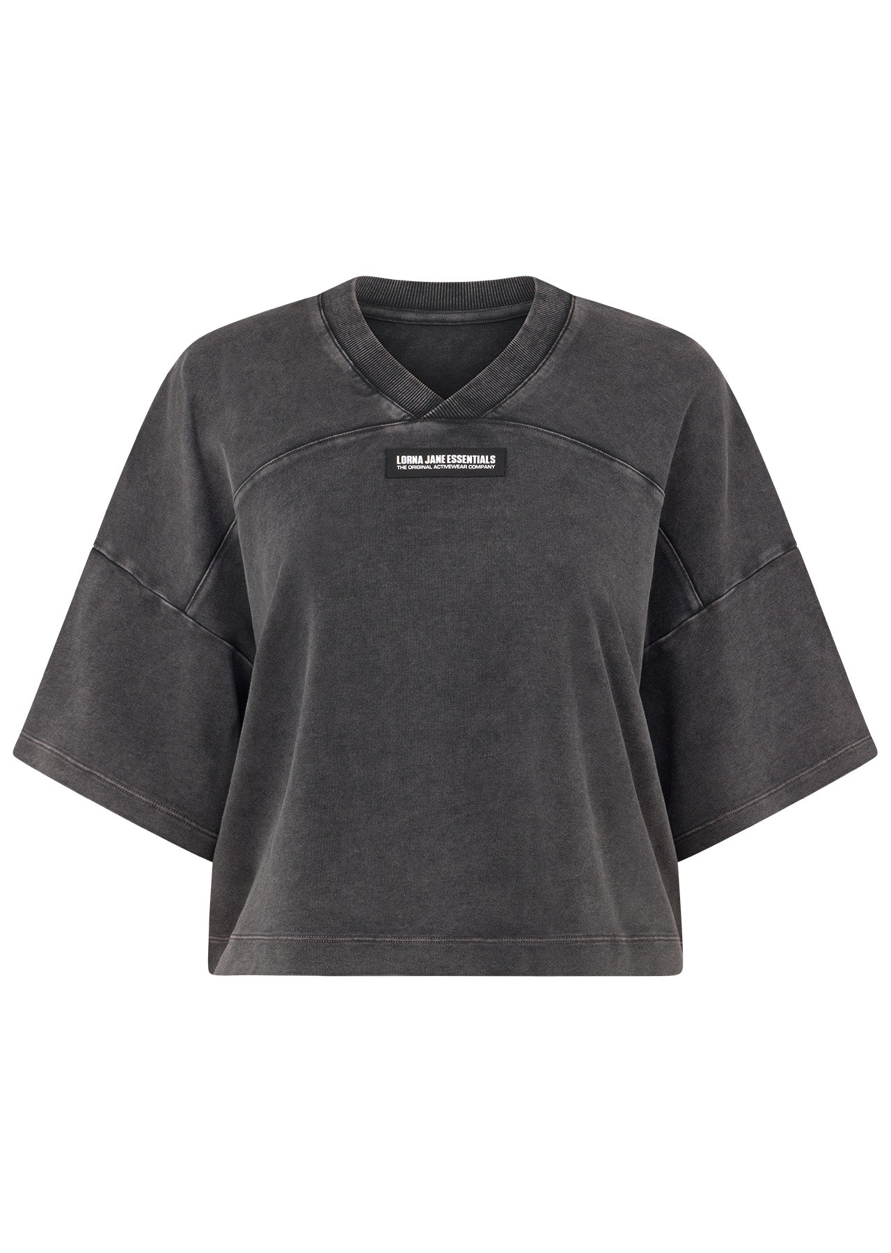 Lorna Jane College Nostalgia Cropped T-Shirt - Washed Black