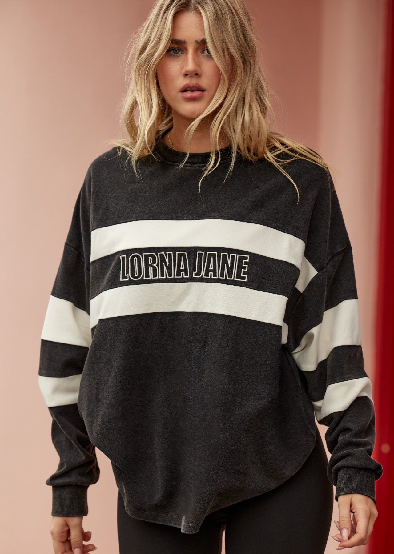 Lorna Jane Throwback Oversized Sweat - Black