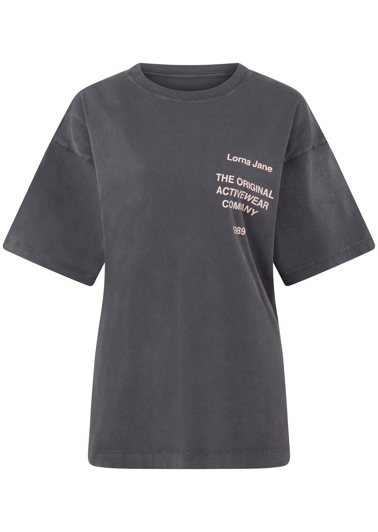 Lorna Jane Original Activewear Washed Logo T-Shirt - Washed Titanium
