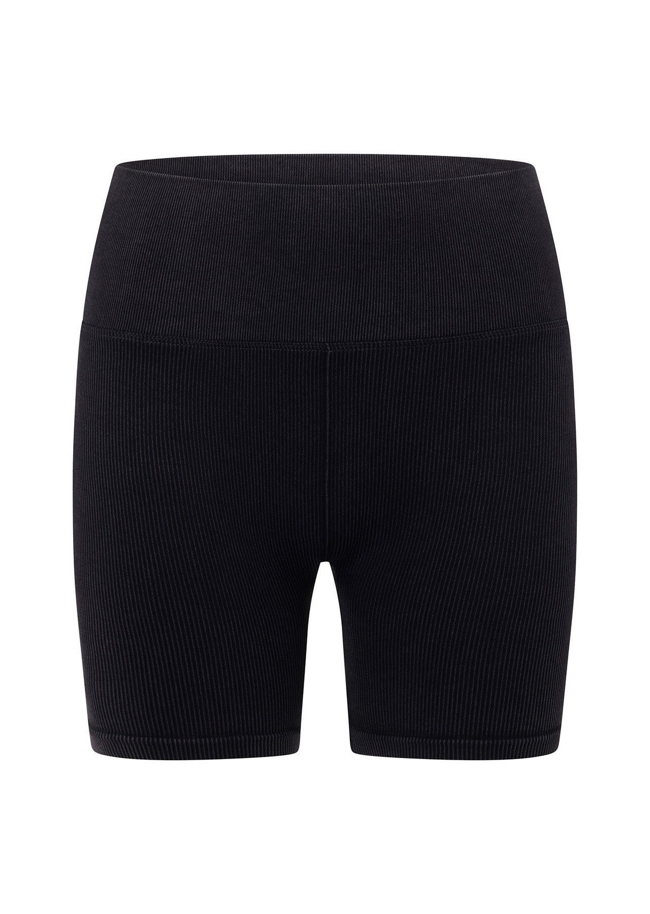 Lorna Jane Tempo Ribbed Seamless Bike Shorts - Washed Black
