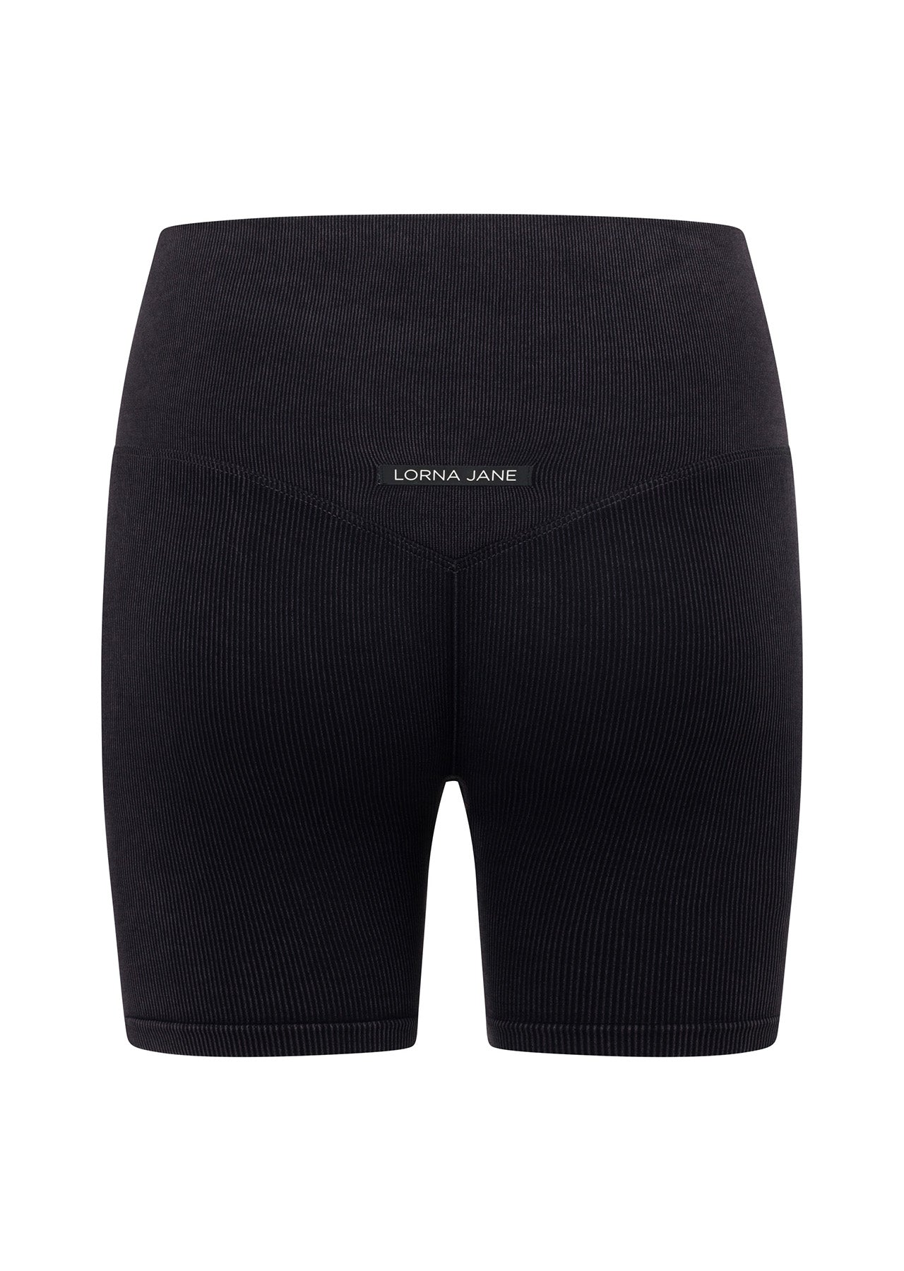 Lorna Jane Tempo Ribbed Seamless Bike Shorts - Washed Black