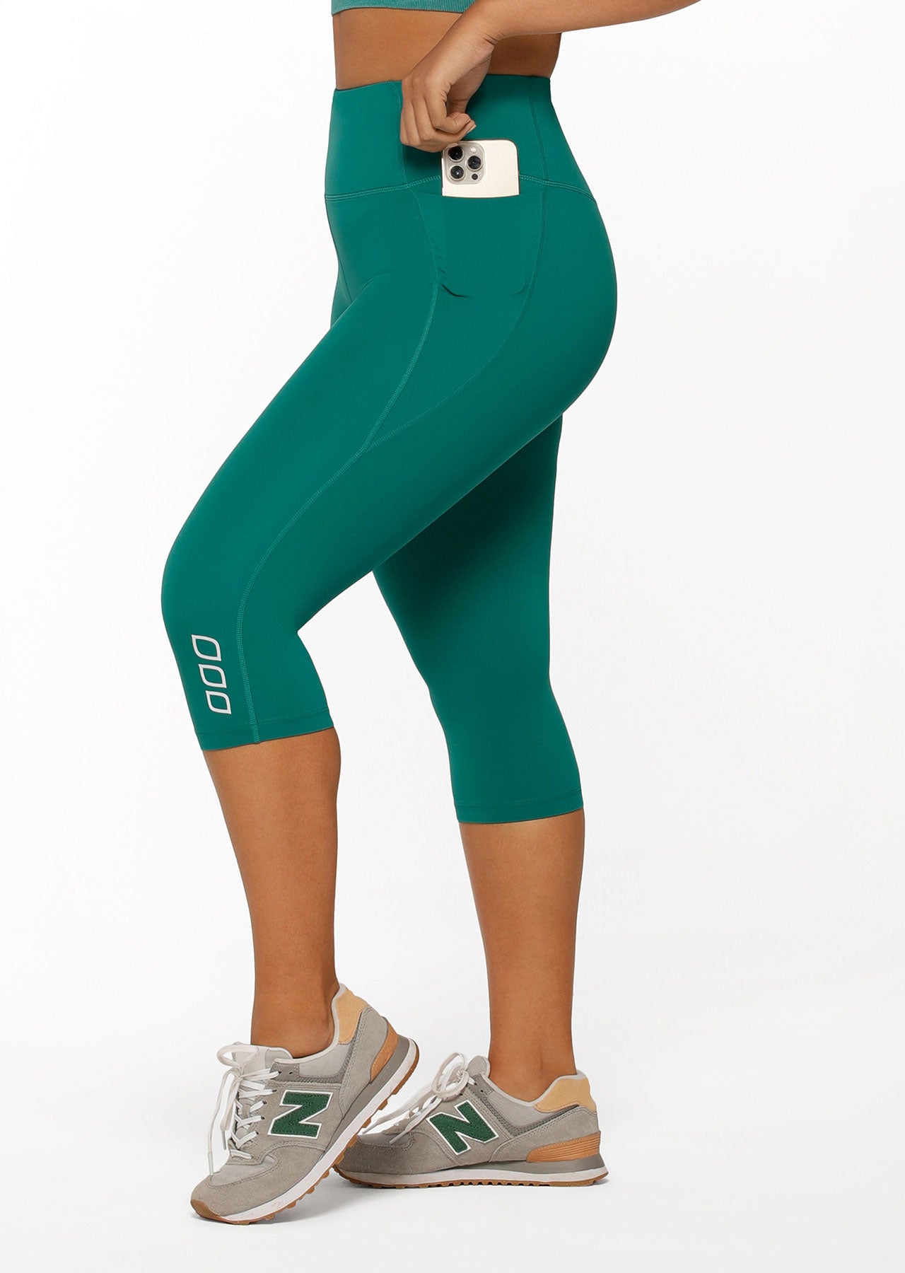 Lorna Jane Ruched No Chafe 3/4 Leggings - Dark Teal