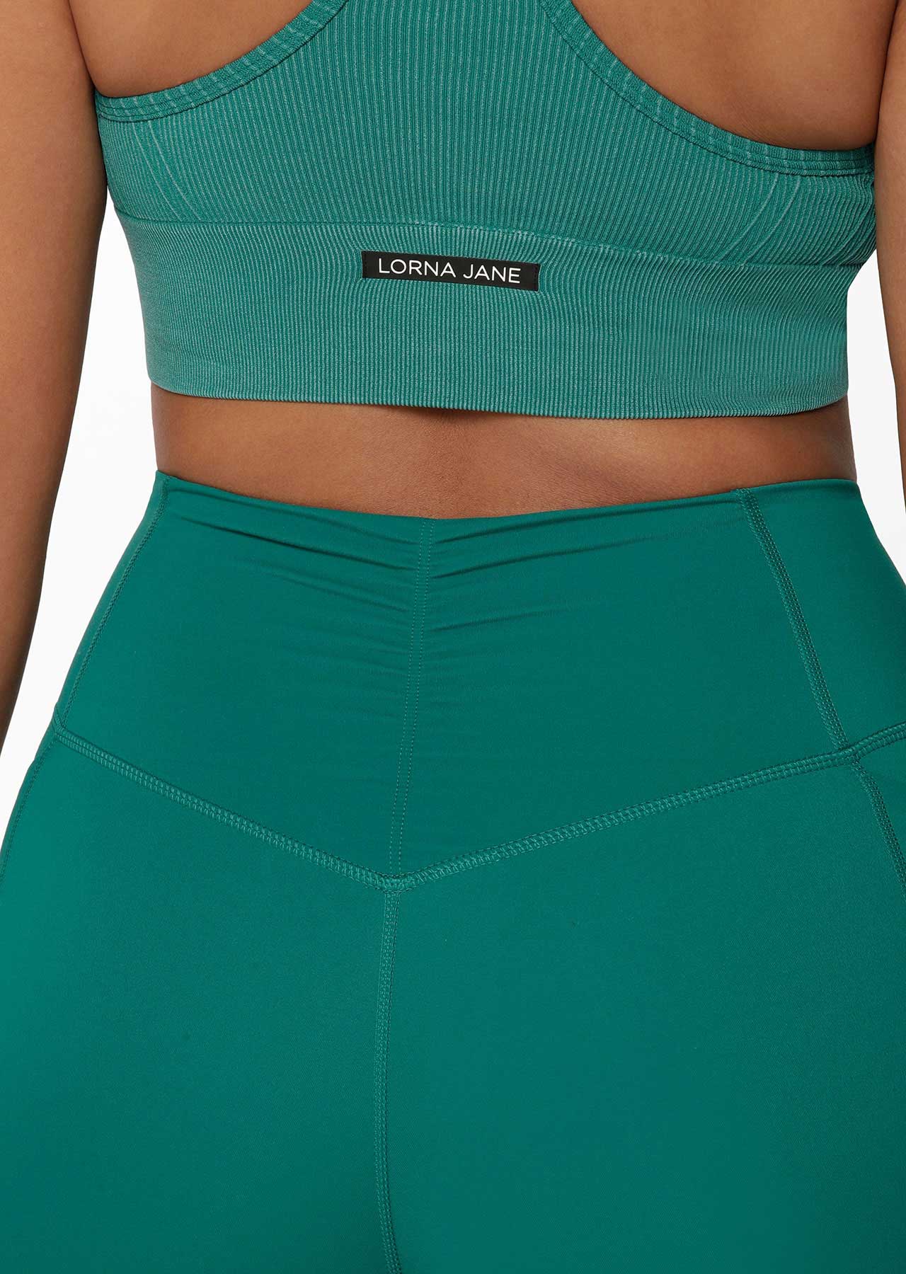 Lorna Jane Ruched No Chafe 3/4 Leggings - Dark Teal