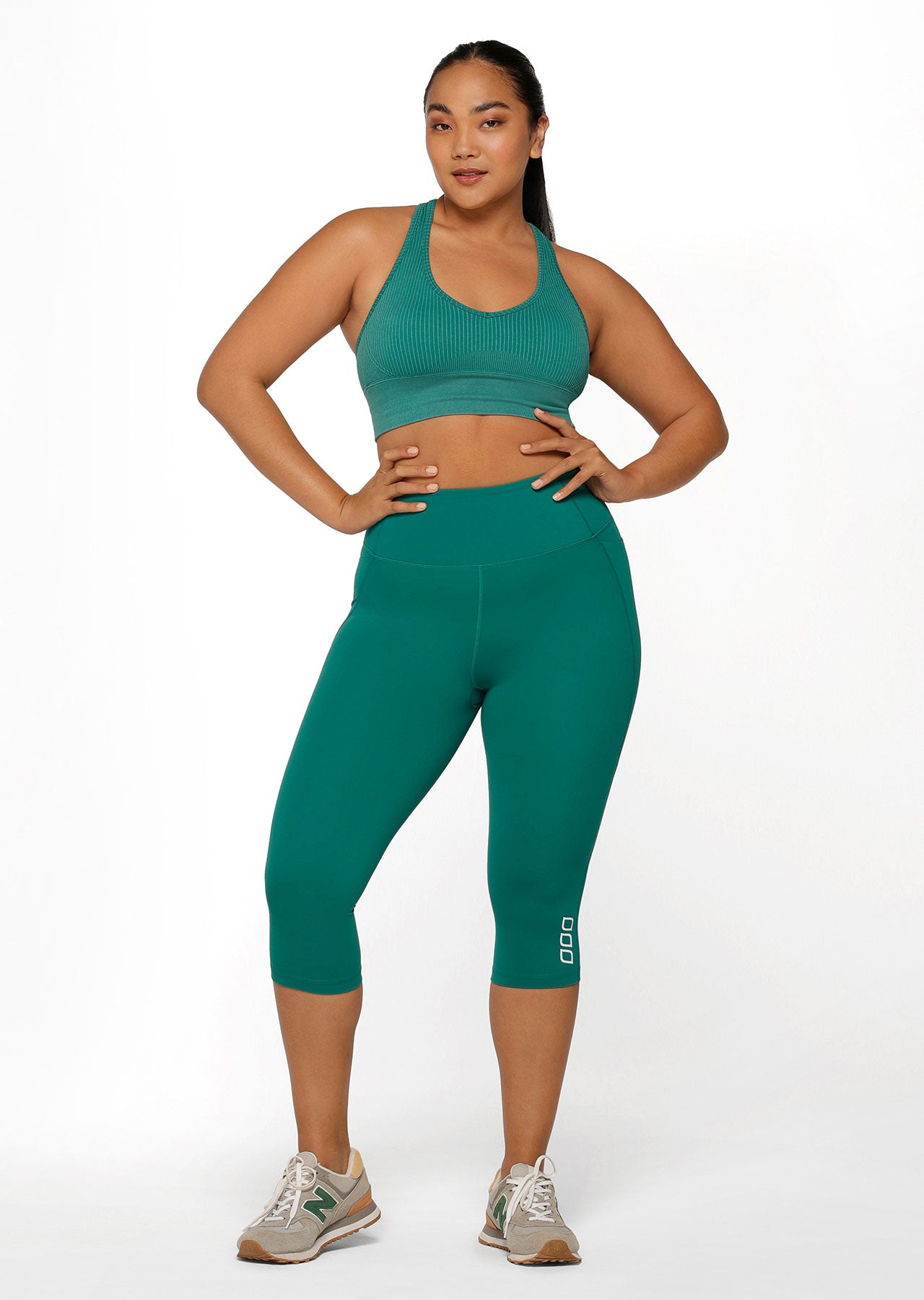 Lorna Jane Ruched No Chafe 3/4 Leggings - Dark Teal