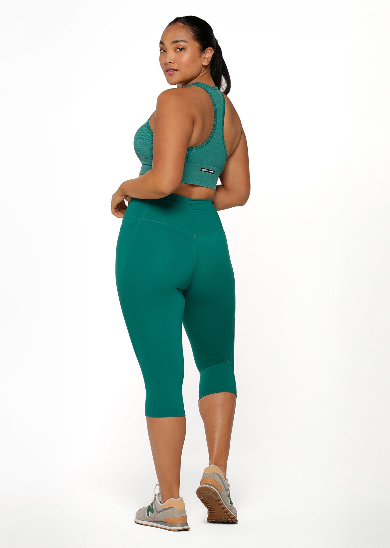 Lorna Jane Ruched No Chafe 3/4 Leggings - Dark Teal