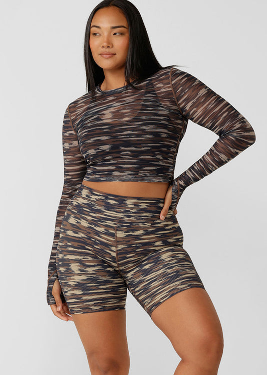 Lorna Jane Zen Rib Bike Shorts - Zen Stripe Print