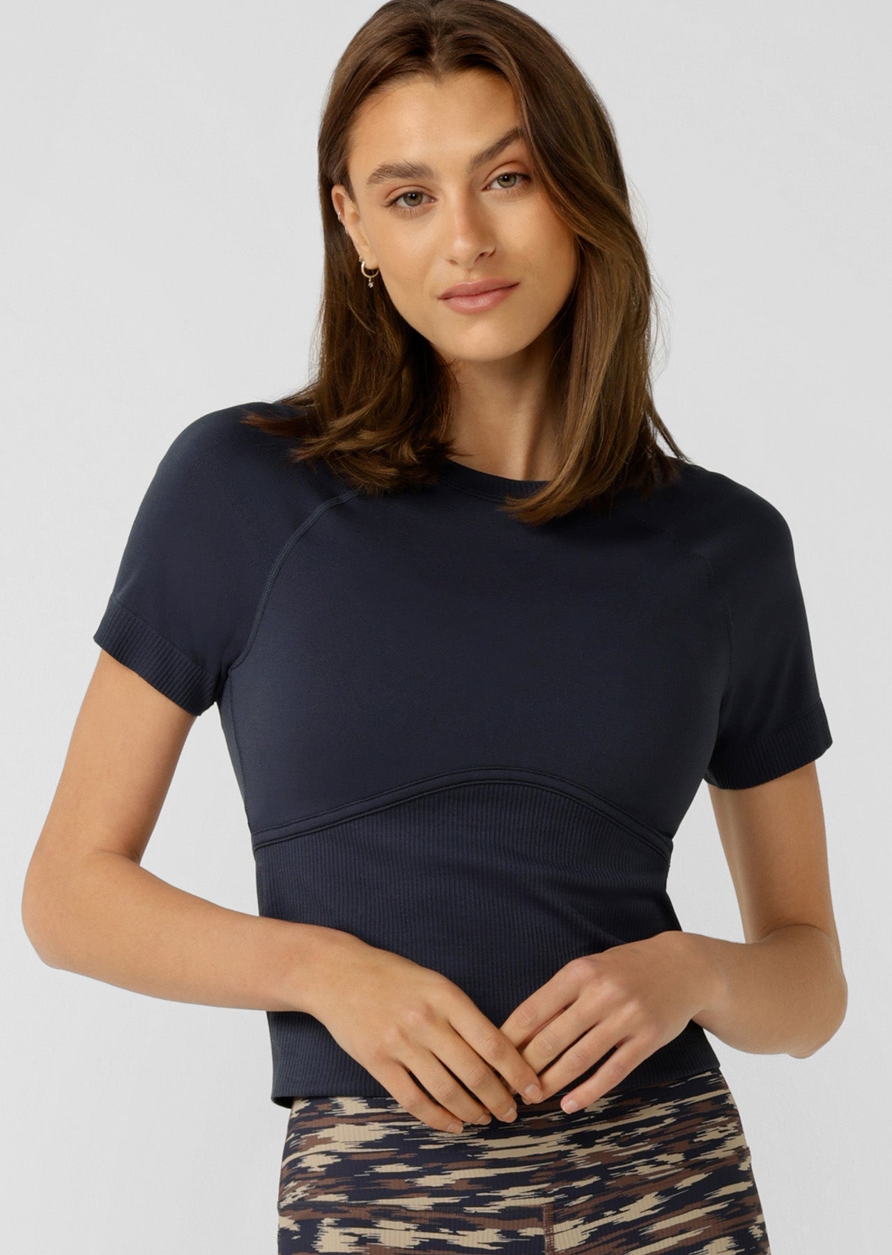 Lorna Jane Seamless Contour Short Sleeve Top - Platinum Navy