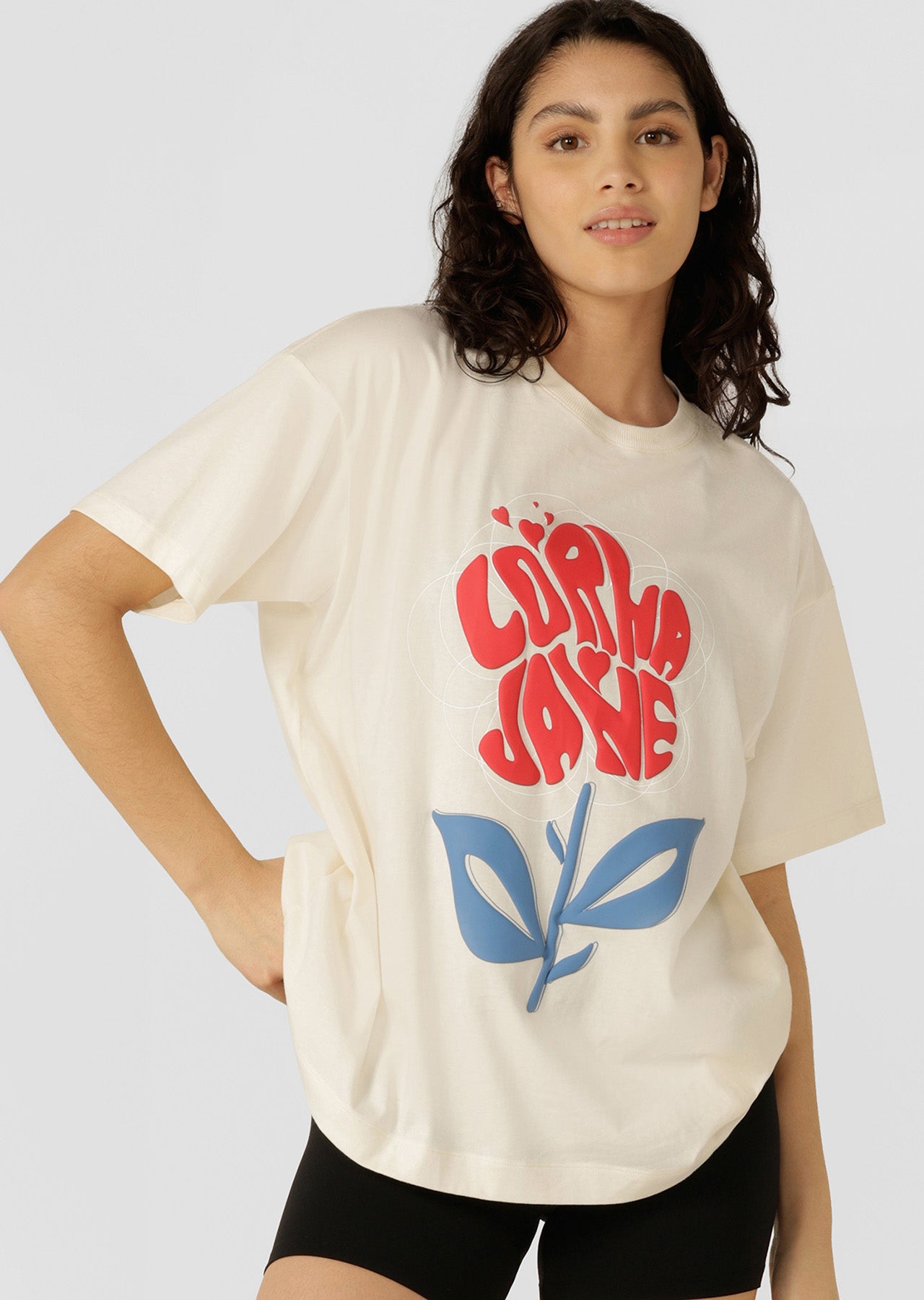 Lorna Jane Motif Print T-Shirt - Cream