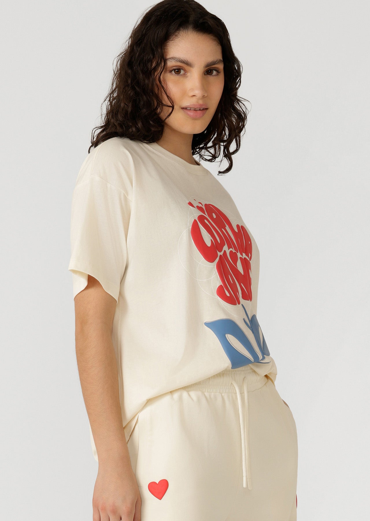 Lorna Jane Motif Print T-Shirt - Cream