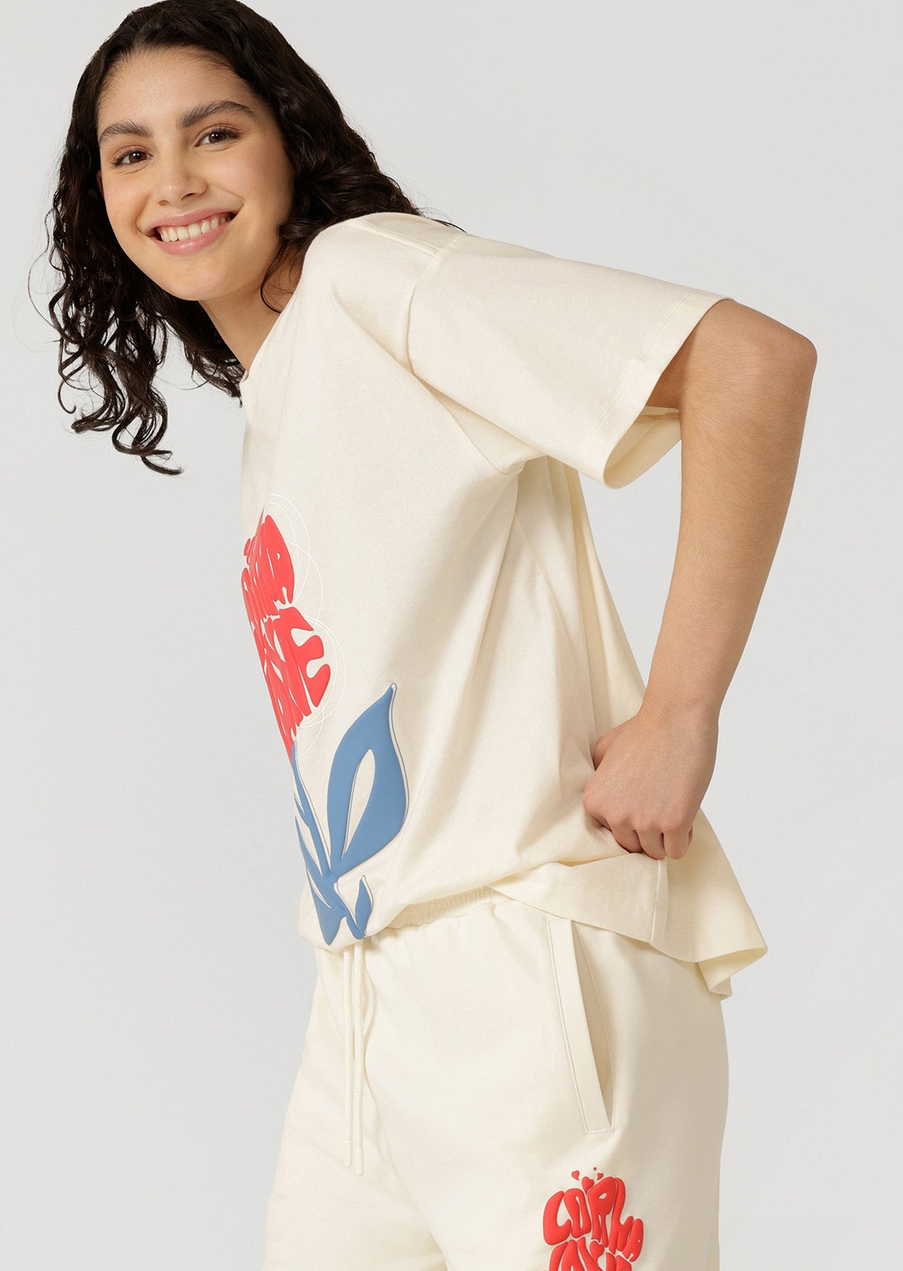 Lorna Jane Motif Print T-Shirt - Cream