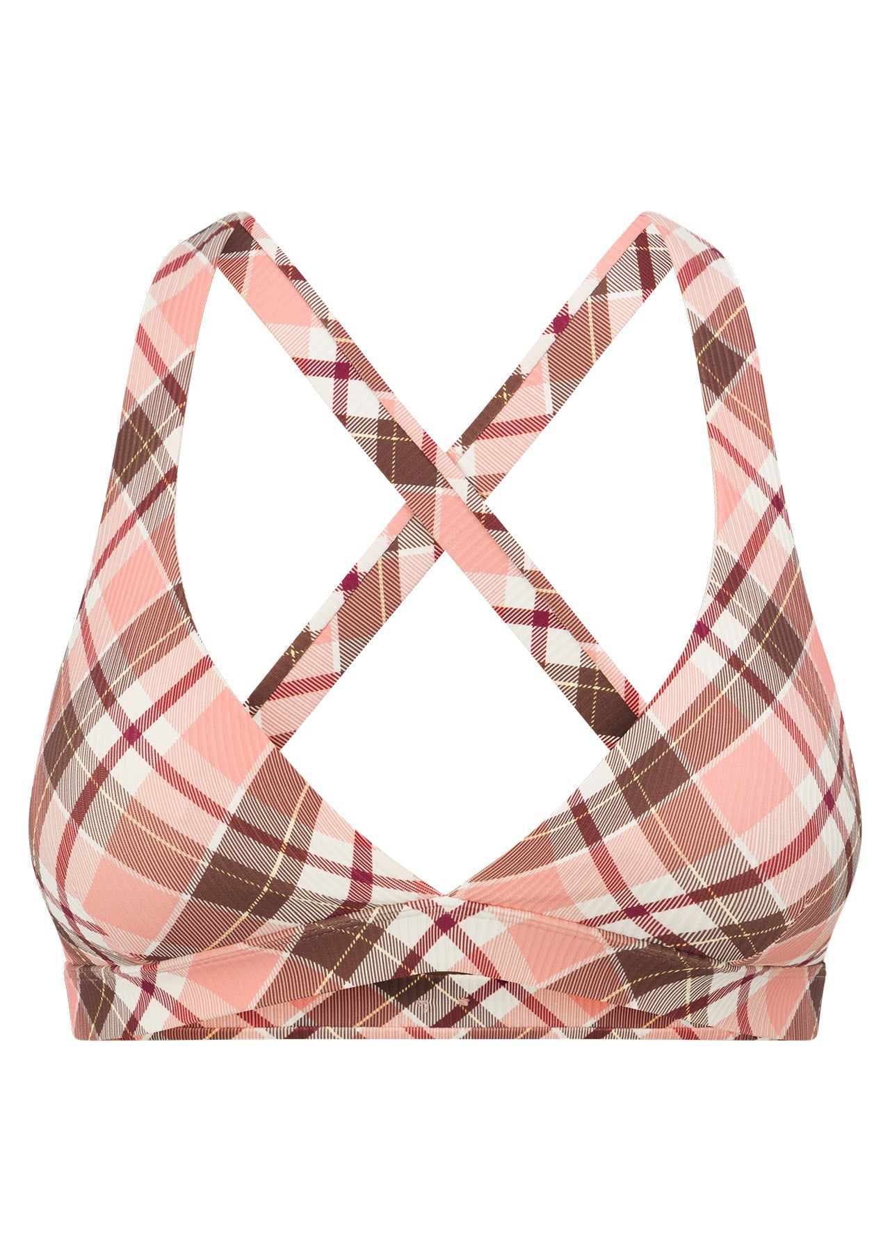 Lorna Jane Sorbet Plaid Rib Sports Bra - Sorbet Plaid Print