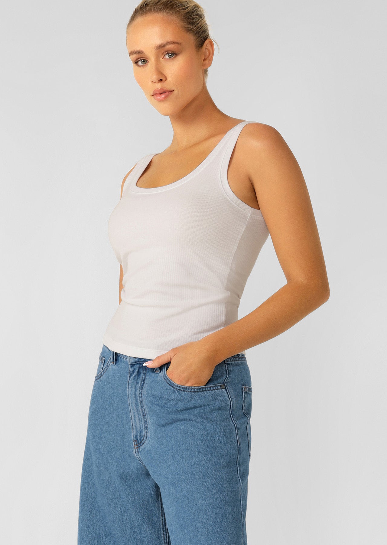 Lorna Jane Whisper Rib Tank - White