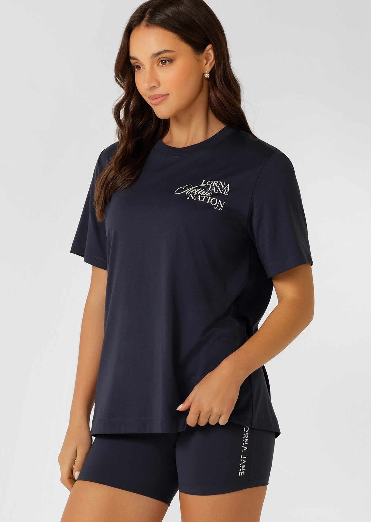 Lorna Jane Active Nation Relaxed T-Shirt - Platinum Navy
