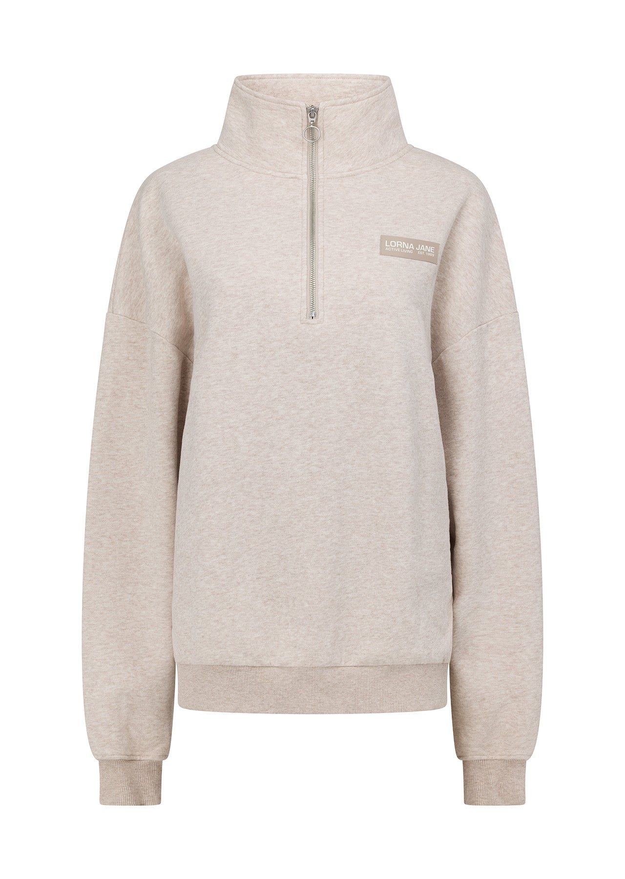 Lorna Jane Quater Zip Fleece Oversized Sweat - Oat Marl