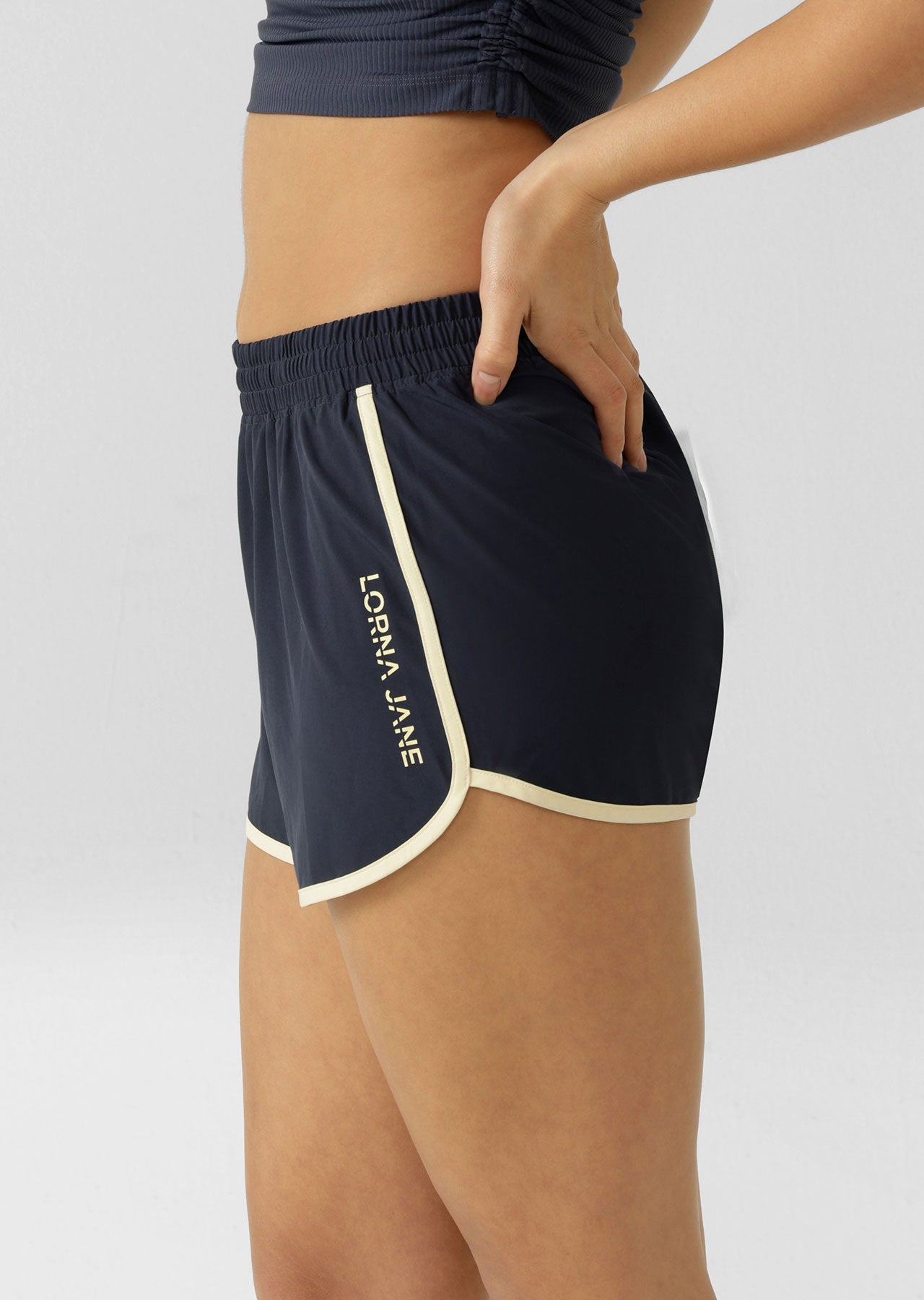 Lorna Jane Contrast Lotus Sport Short - Platinum Navy