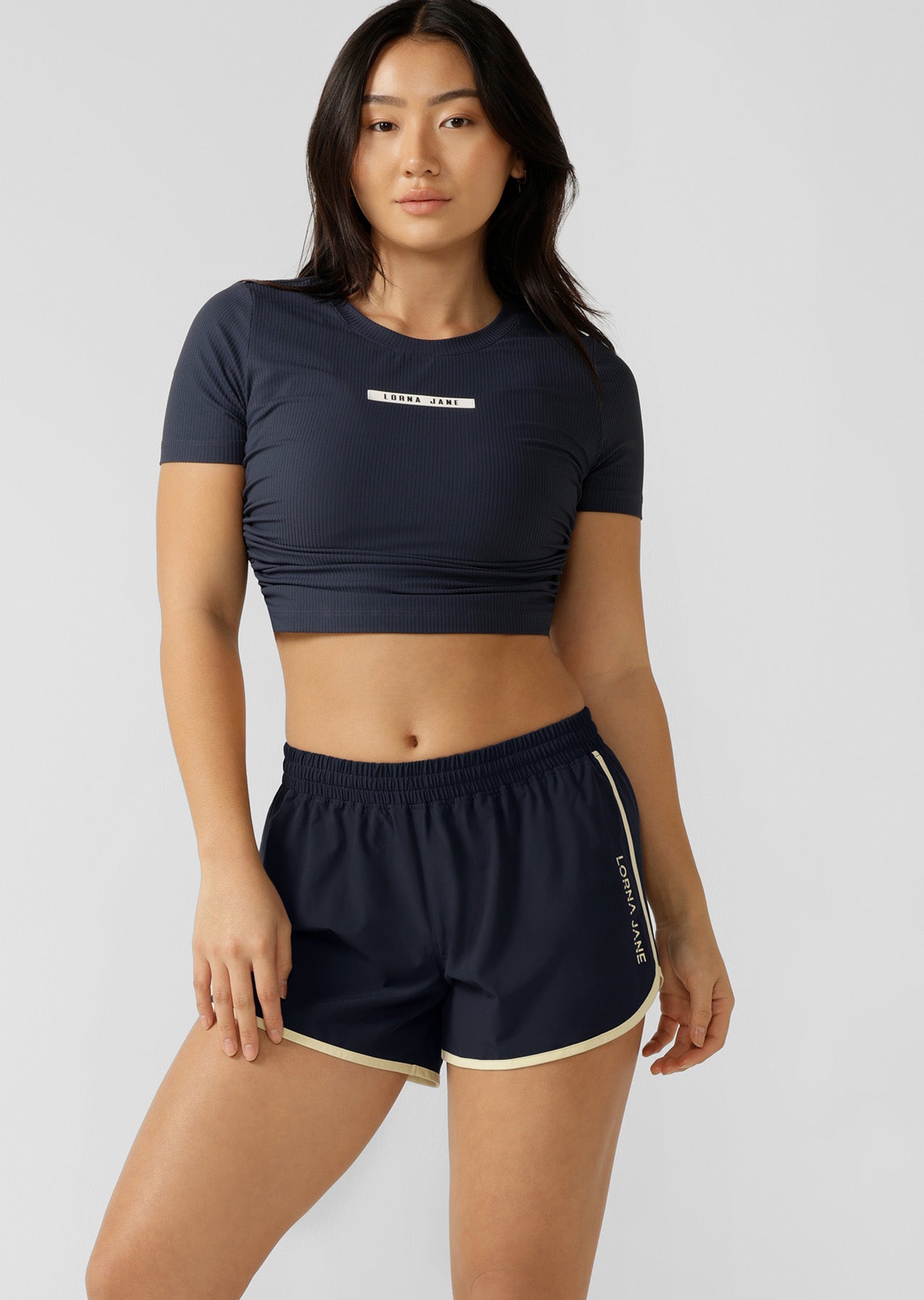 Lorna Jane Contrast Lotus Sport Short - Platinum Navy