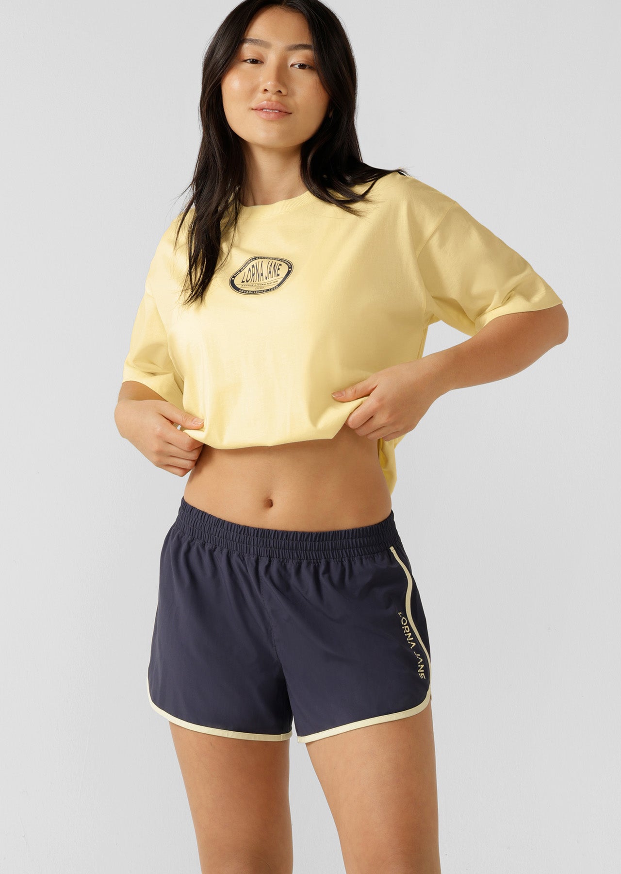 Lorna Jane Active Nation Washed Boyfriend Tee - Lemon Cream