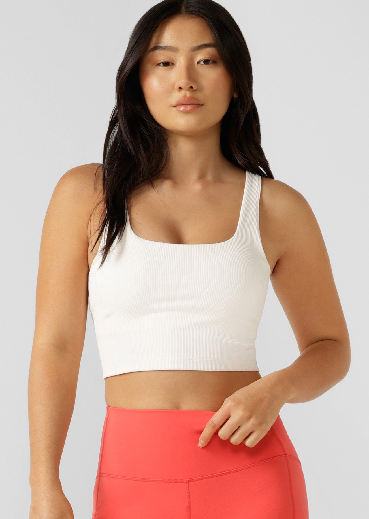 Lorna Jane Elevate Ribbed Tank Bra Combo - Porcelain