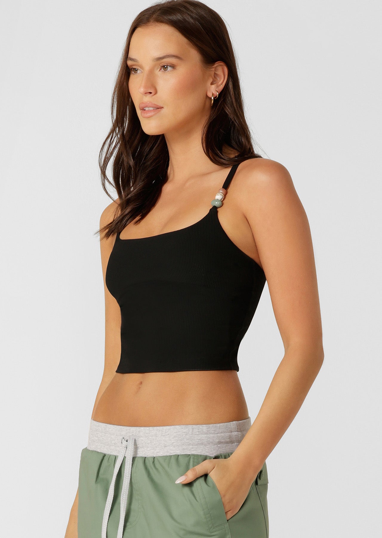 Lorna Jane Elemental Rib Tank Bra Combo - Black