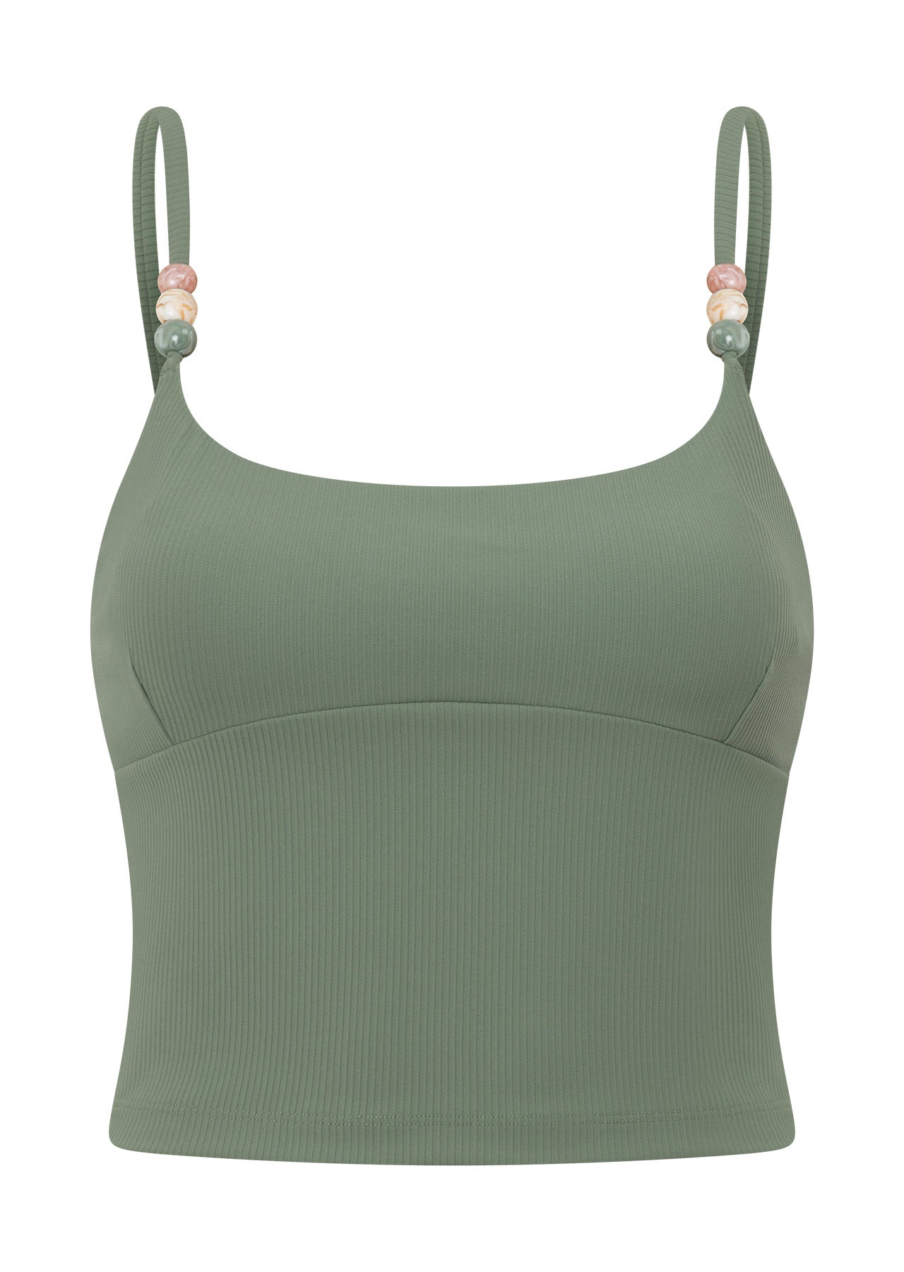 Lorna Jane Elemental Rib Tank Bra Combo - Light Khaki