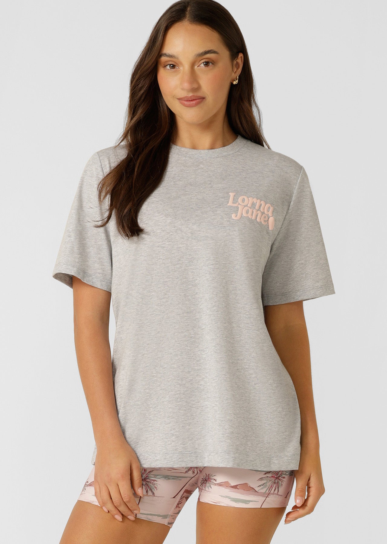 Lorna Jane Heartbeat Relaxed T-shirt - Grey Marl