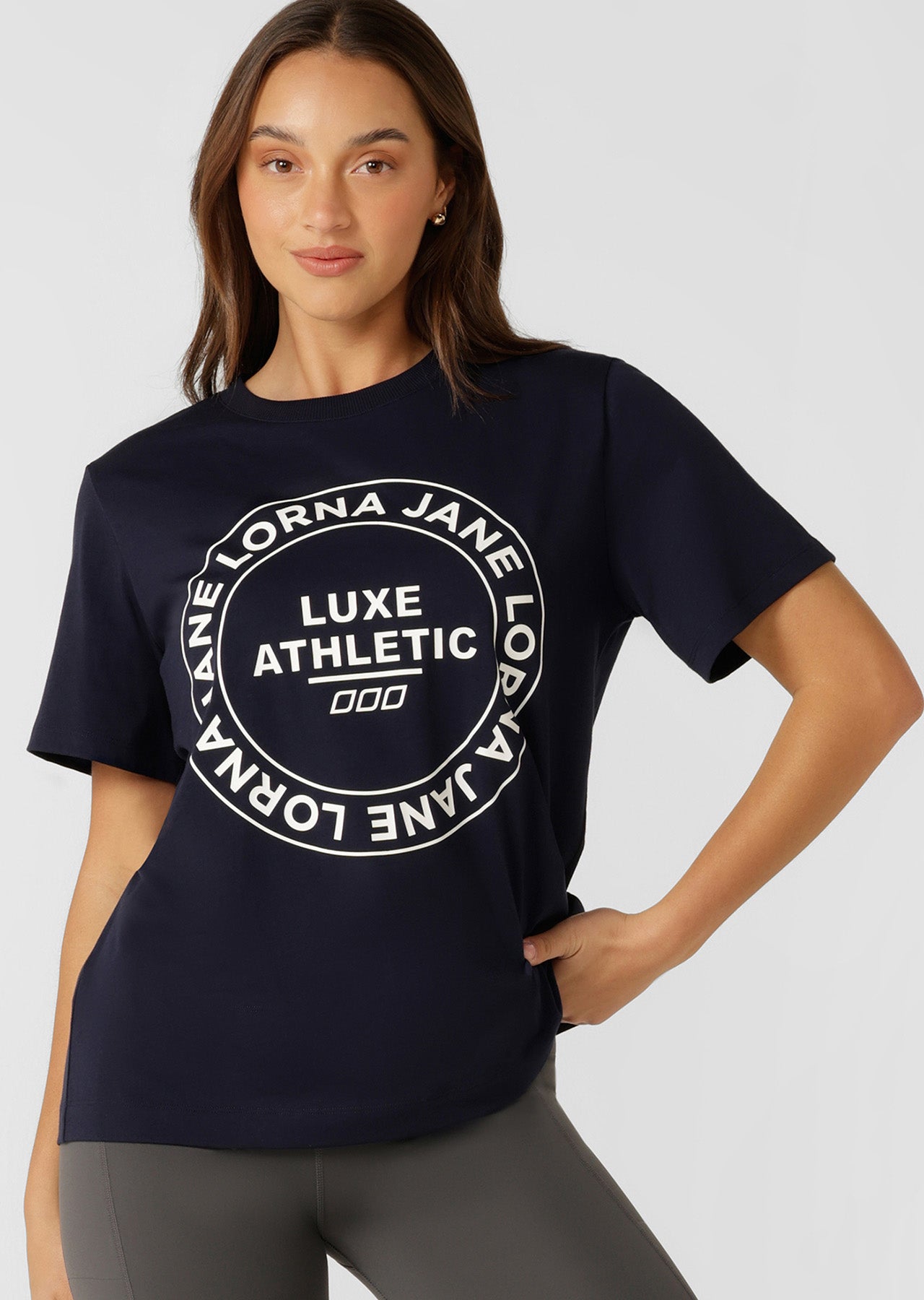 Lorna Jane Iconic Heritage Relaxed T-Shirt - French Navy