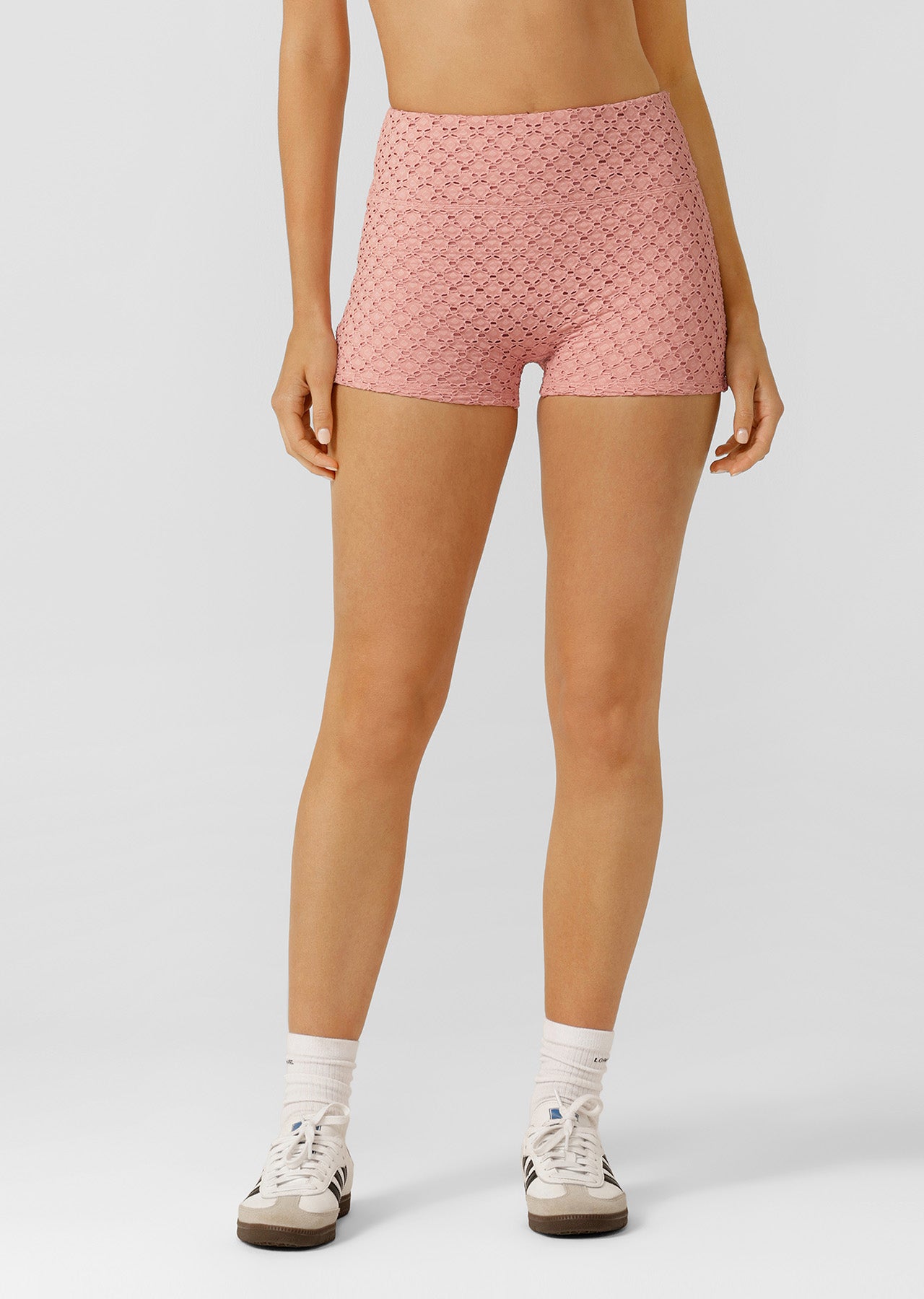 Lorna Jane Keepsake Broderie 7cm Bike Shorts - Dusty Rose