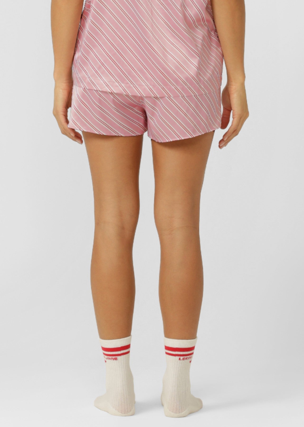 Lorna Jane Sugar Rush Satin Shorts - Candy Cane Stripe