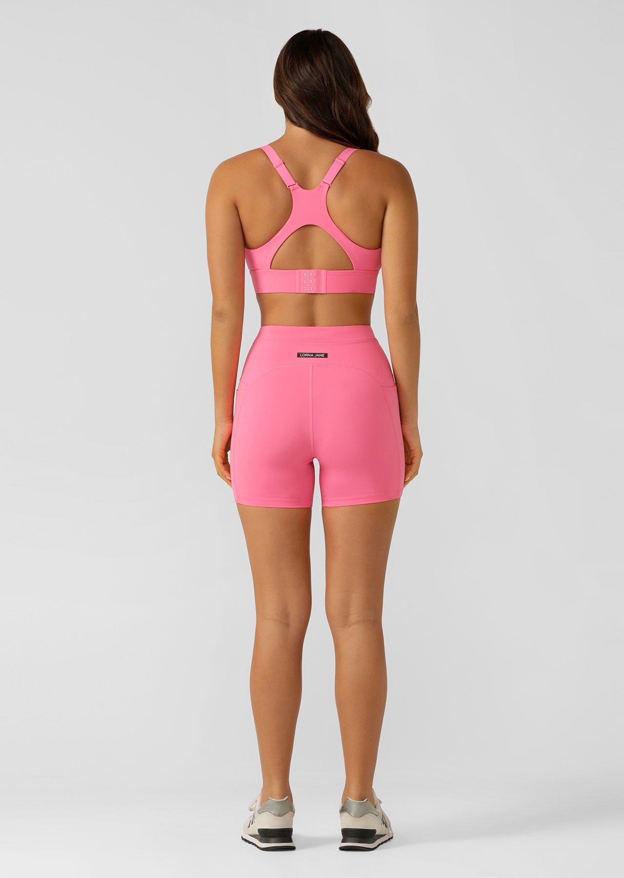 Lorna Jane Reactive No Ride Phone Pocket 12cm Bike Shorts - Cameo Pink