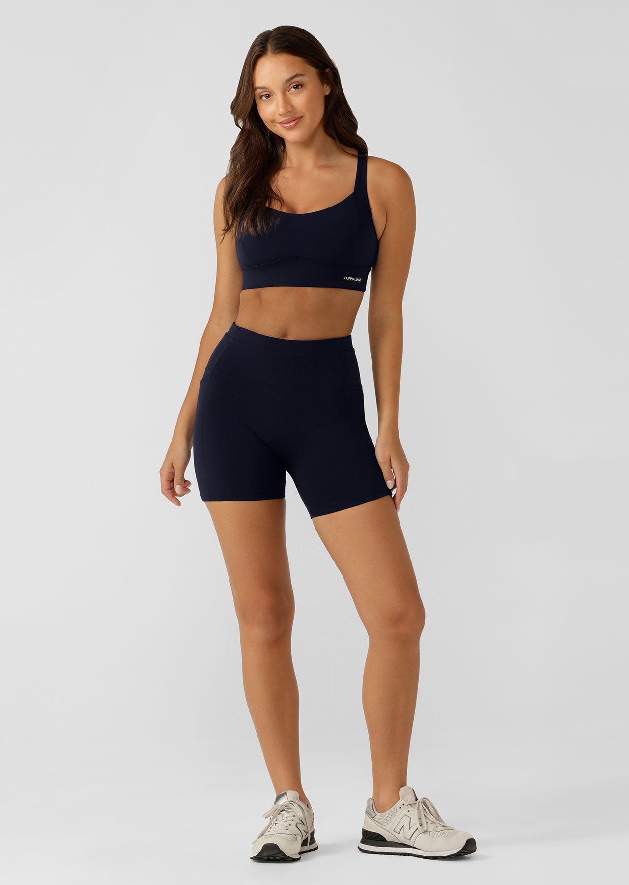 Lorna Jane Reactive No Ride Phone Pocket 12cm Bike Shorts - French Navy