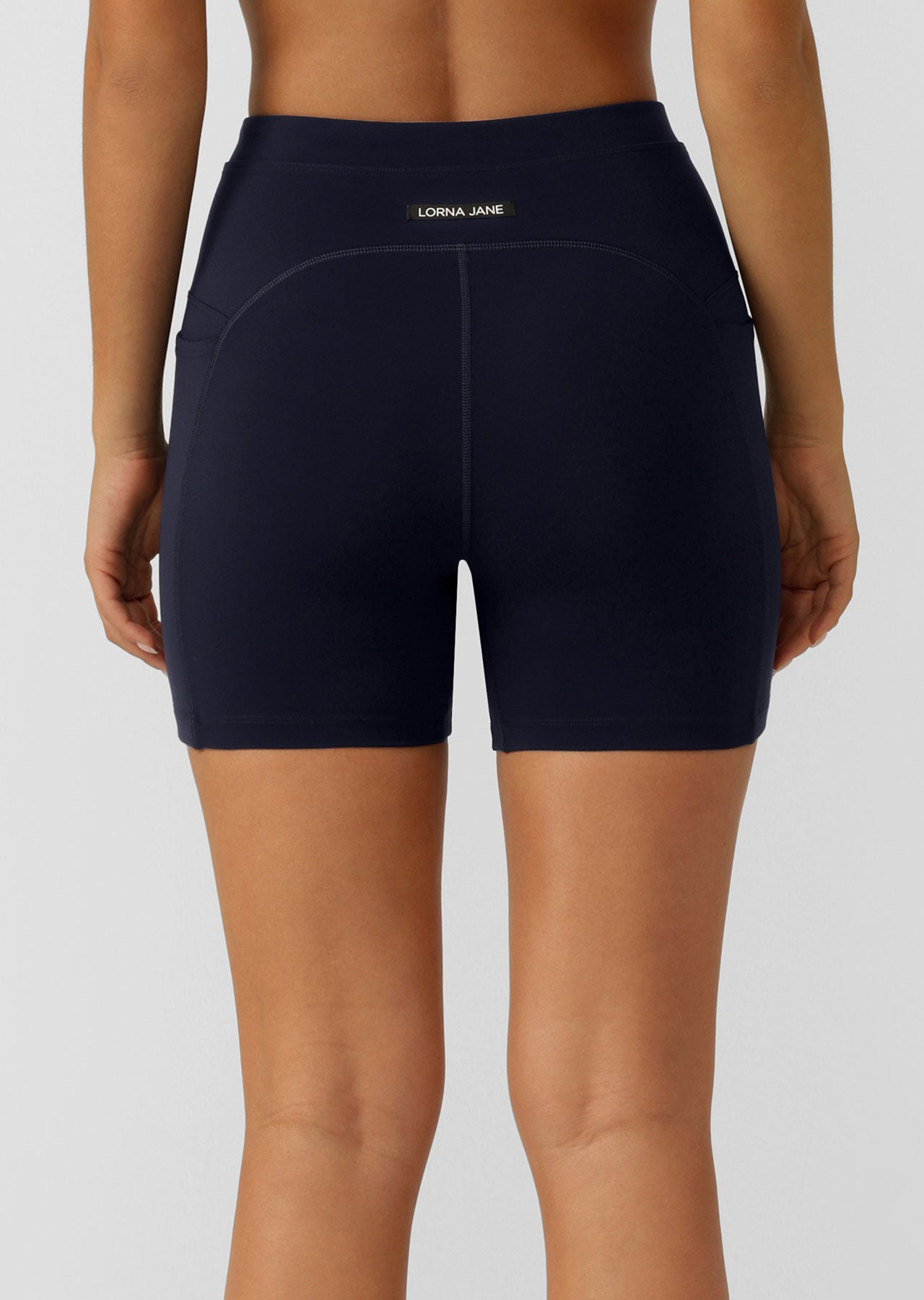 Lorna Jane Reactive No Ride Phone Pocket 12cm Bike Shorts - French Navy